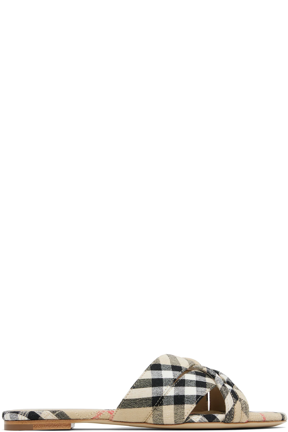 Beige Check Cabana Slides