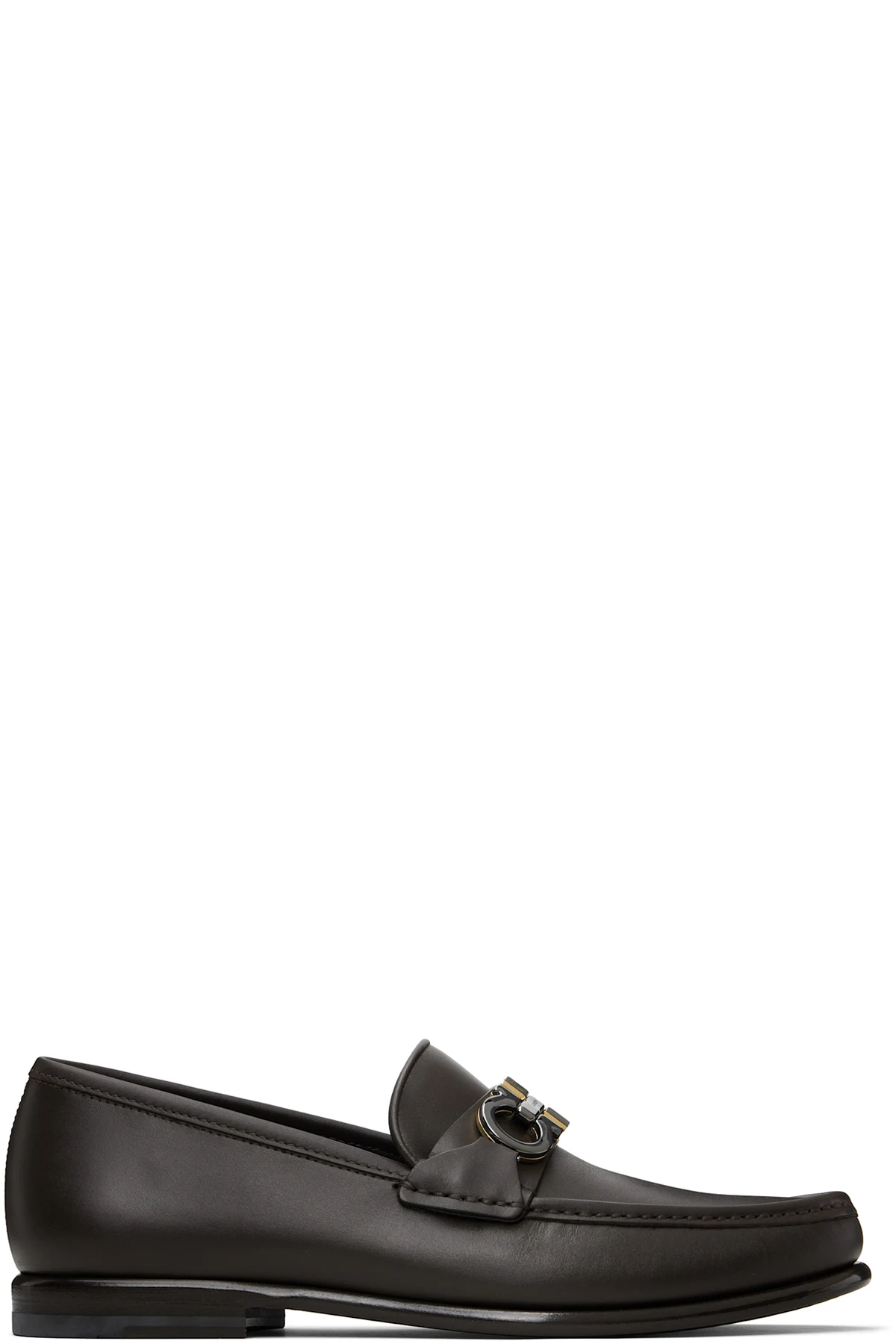 Brown Gancini Buckle Loafers