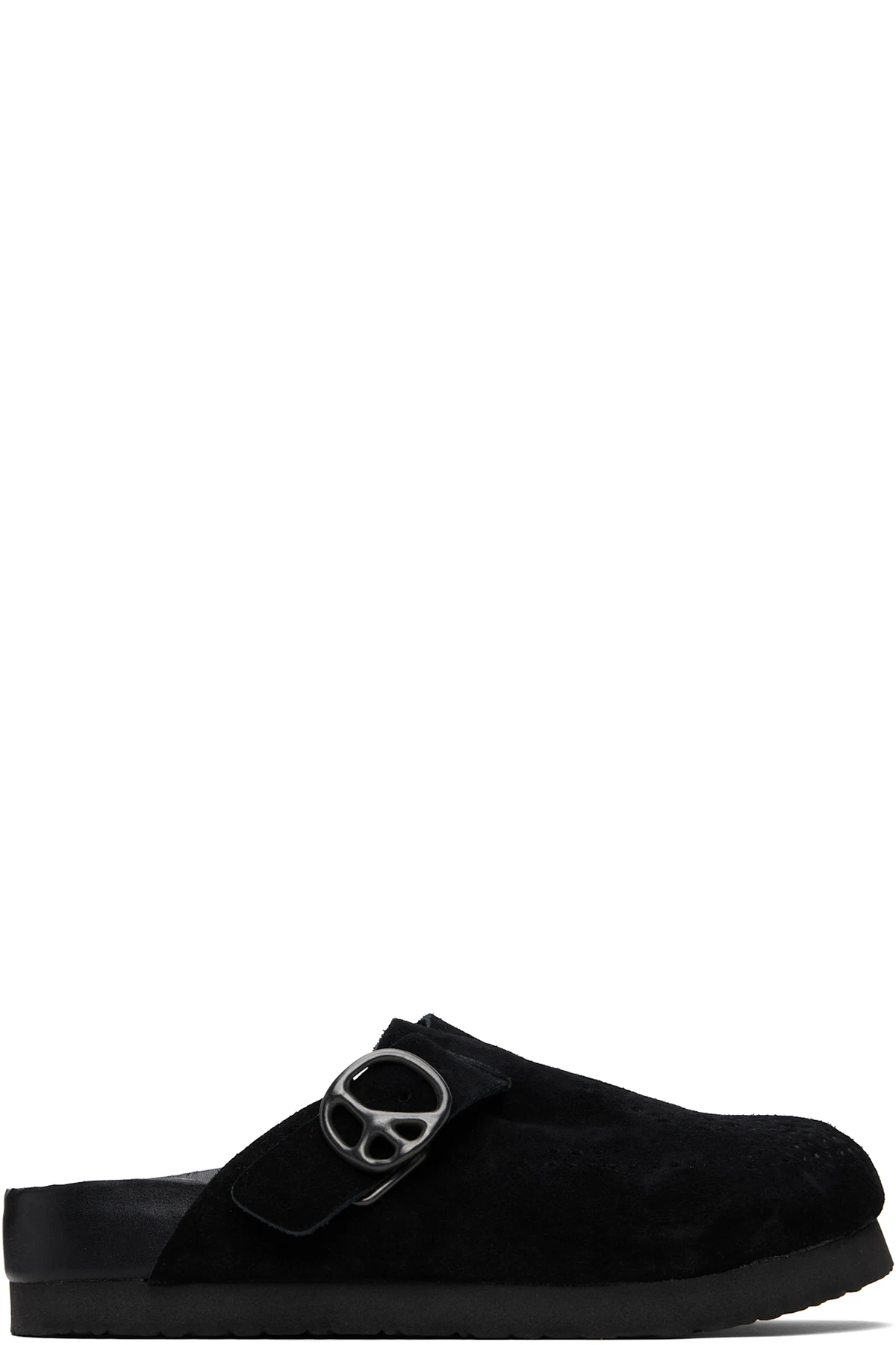 Black Suede Clog Slip-on Loafers