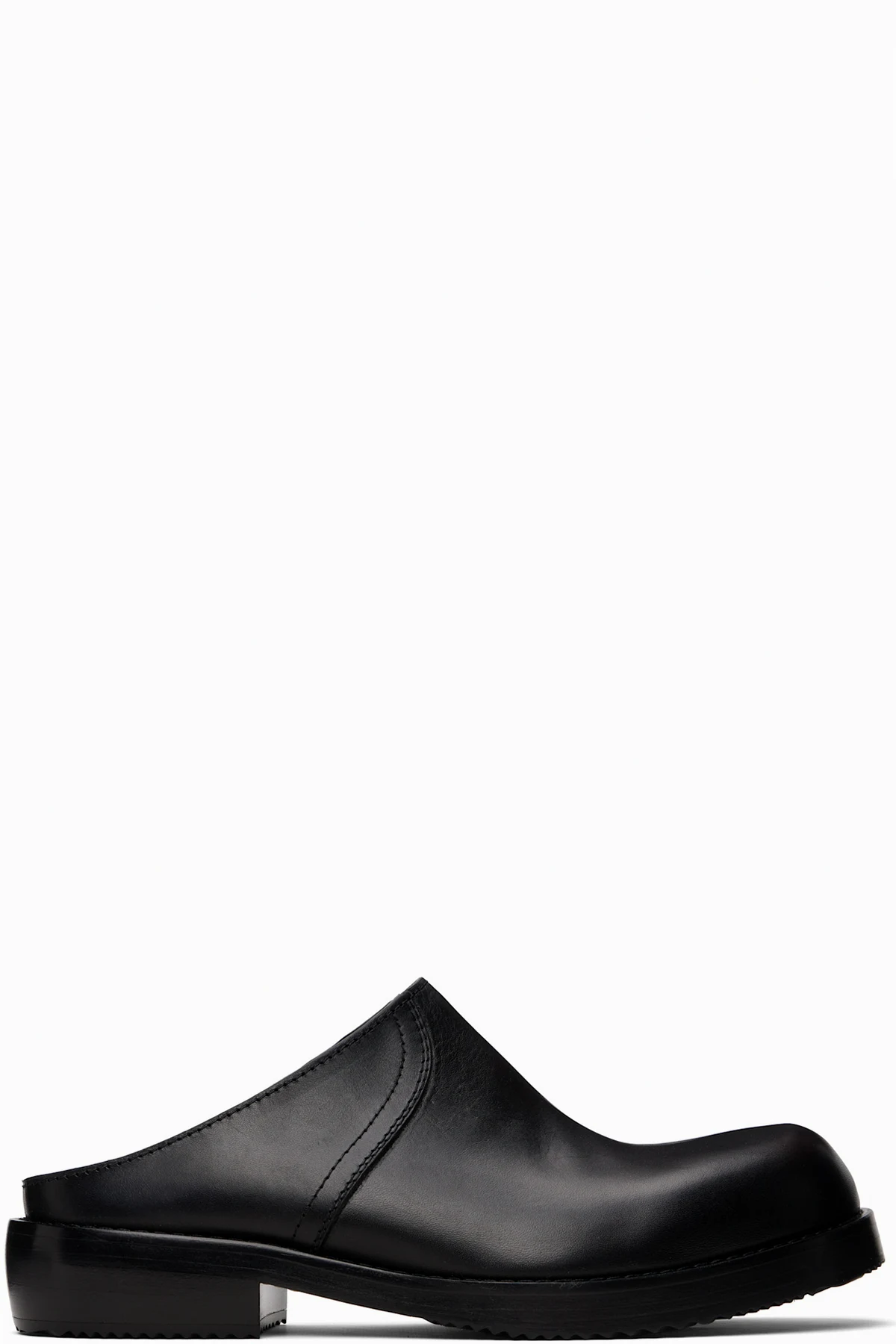 Black Leather Clog Loafers