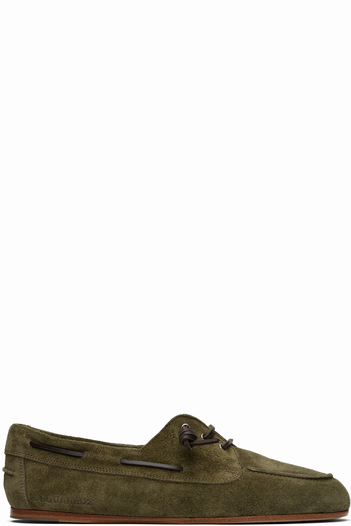 Khaki Embossed-Logo Boat Shoes