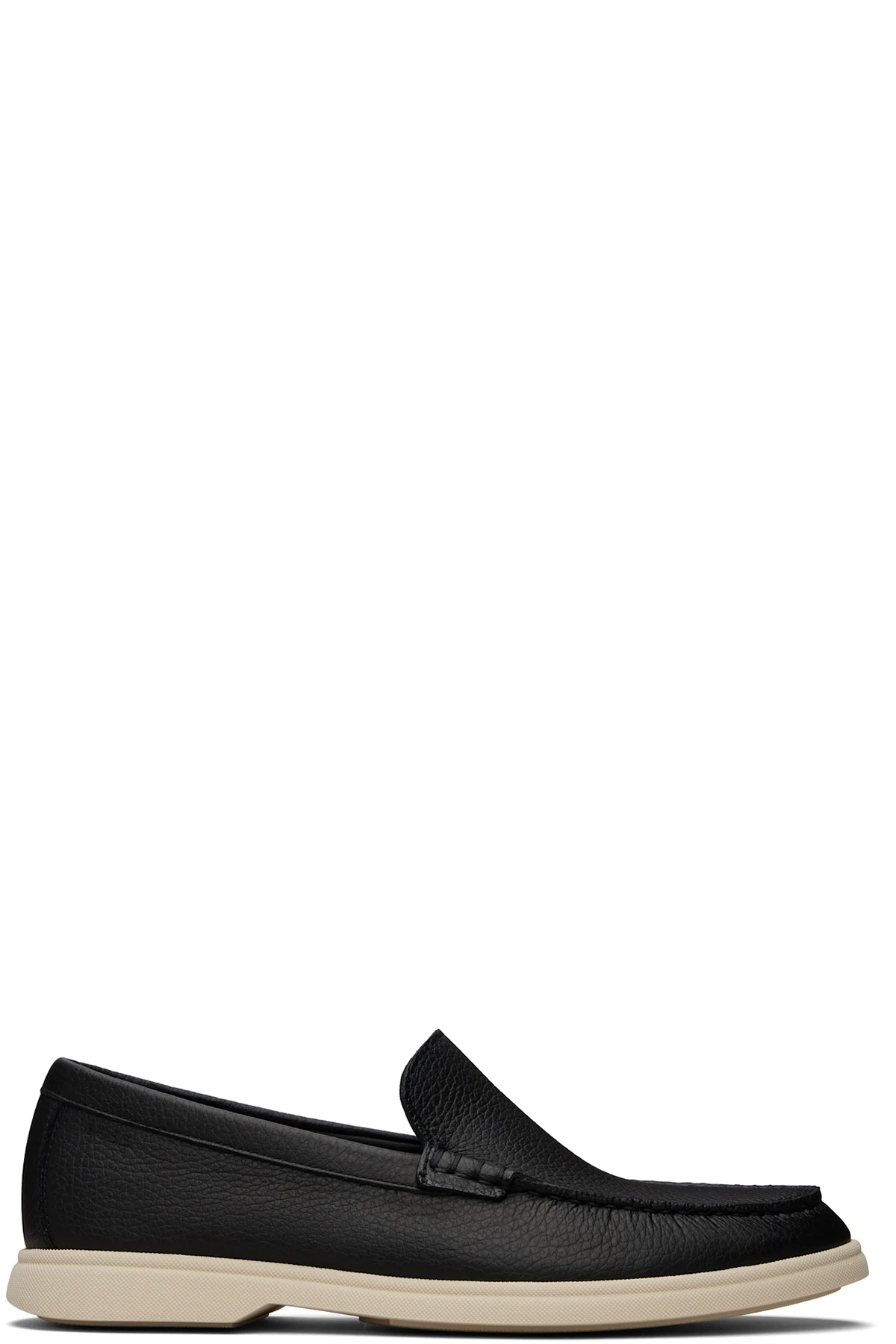 Black Logo-Detail Tumbled Leather Loafers