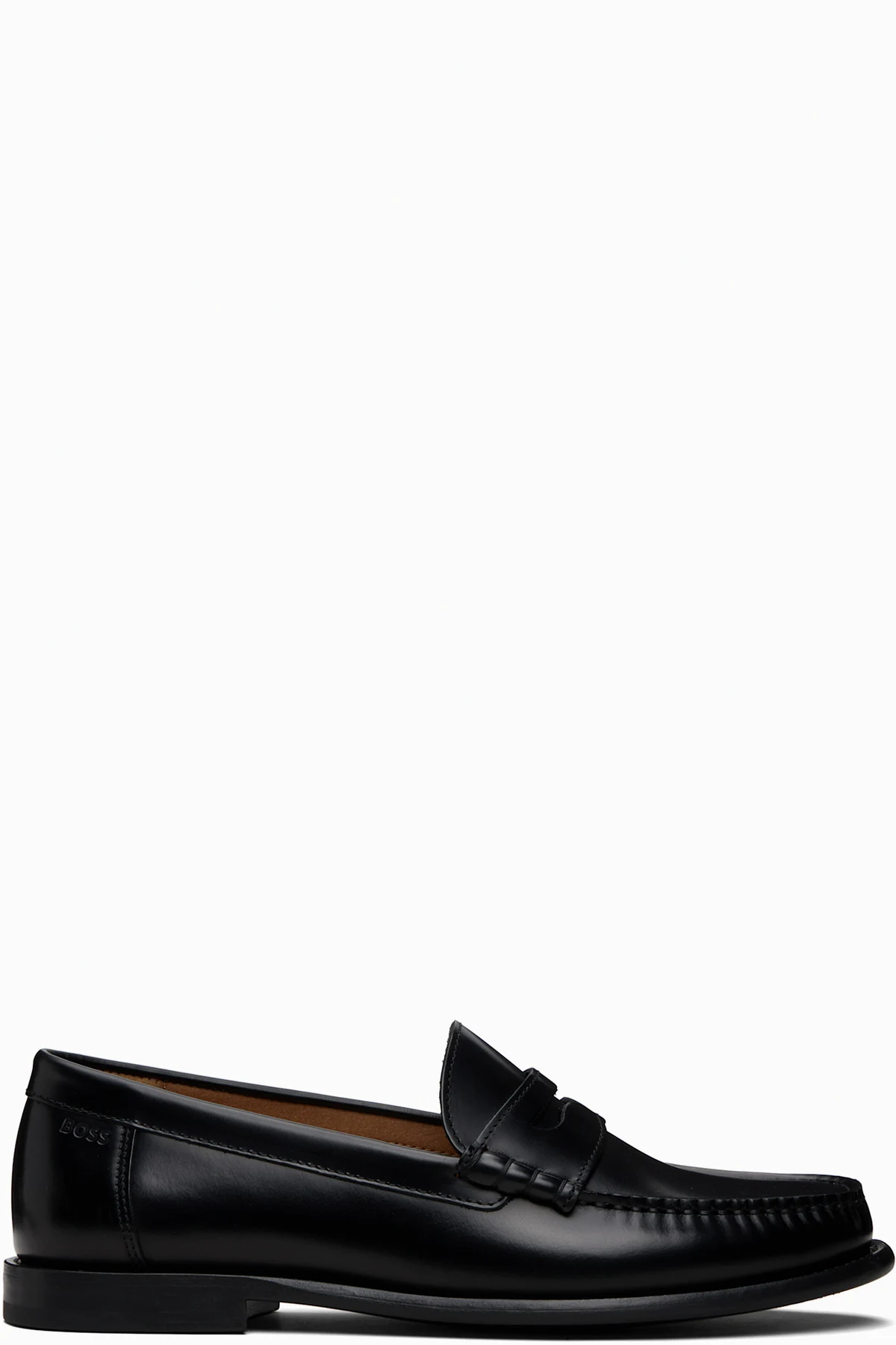 Black Leather Penny Trim Loafers