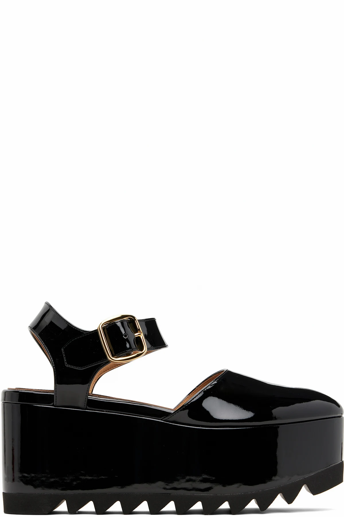 Black Elyse Patent Platform Sandals