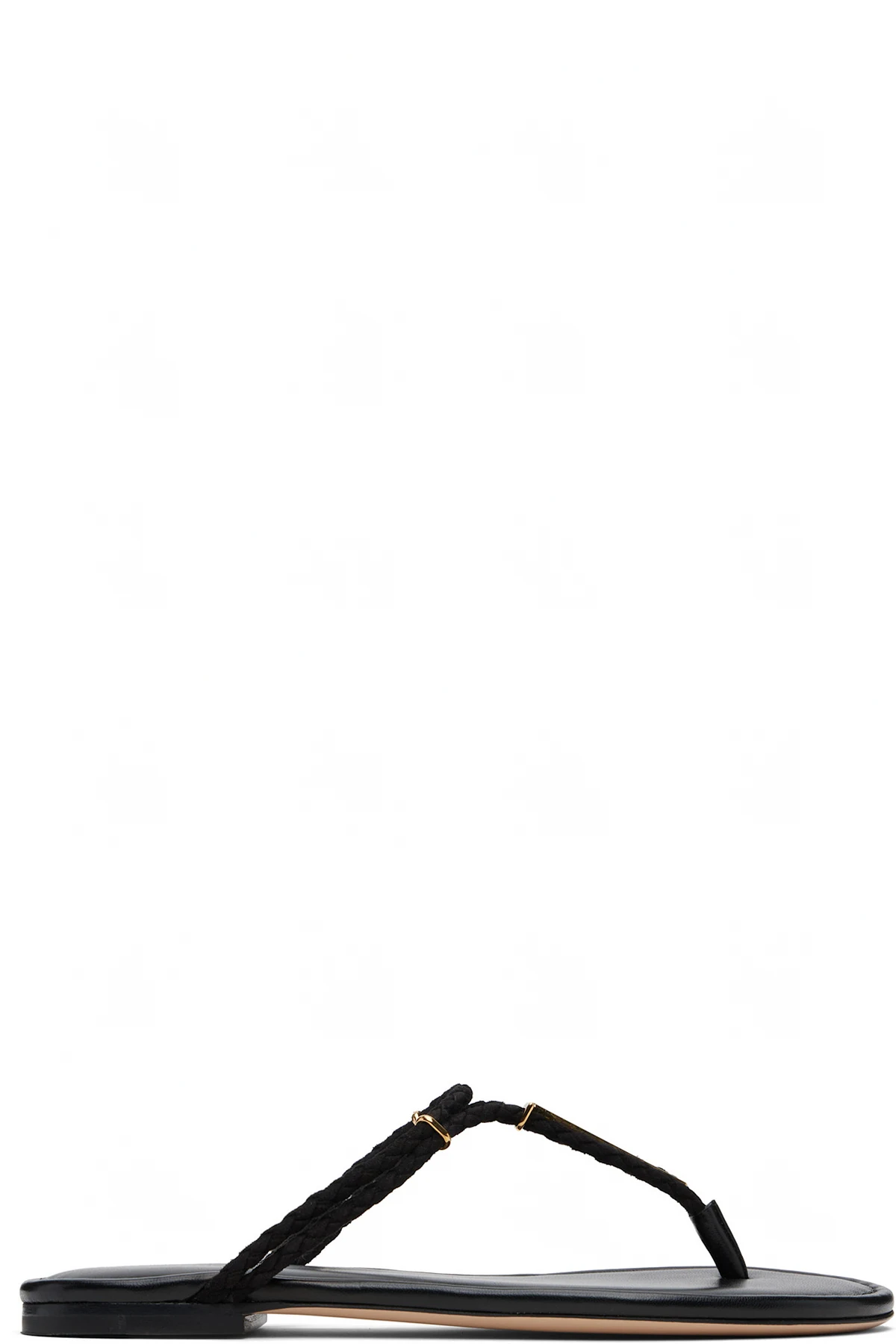 Black Woven Suede Lily Thong Sandals