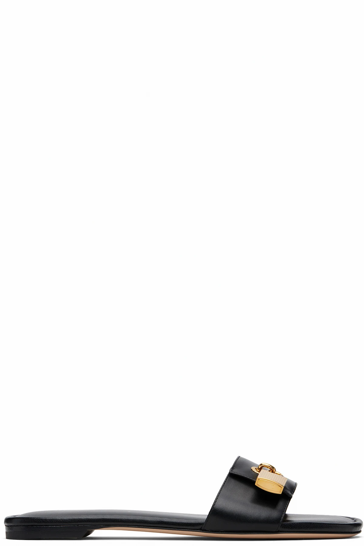 Black Leather Padlock Slides