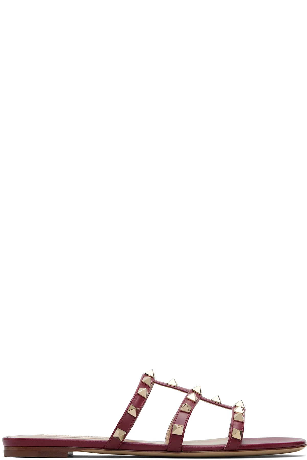 Red Rockstud Flat Slide Sandals