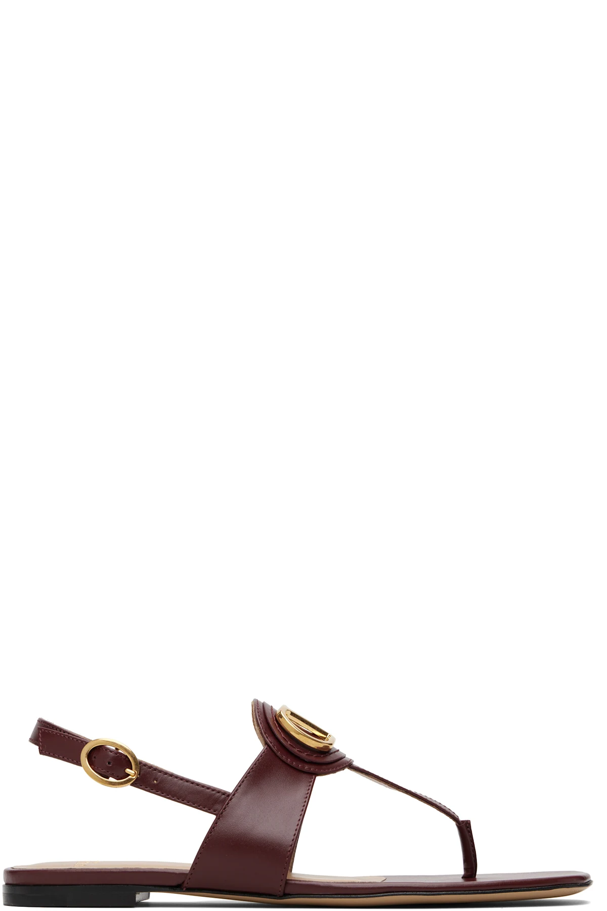Burgundy VLogo Thong Sandals