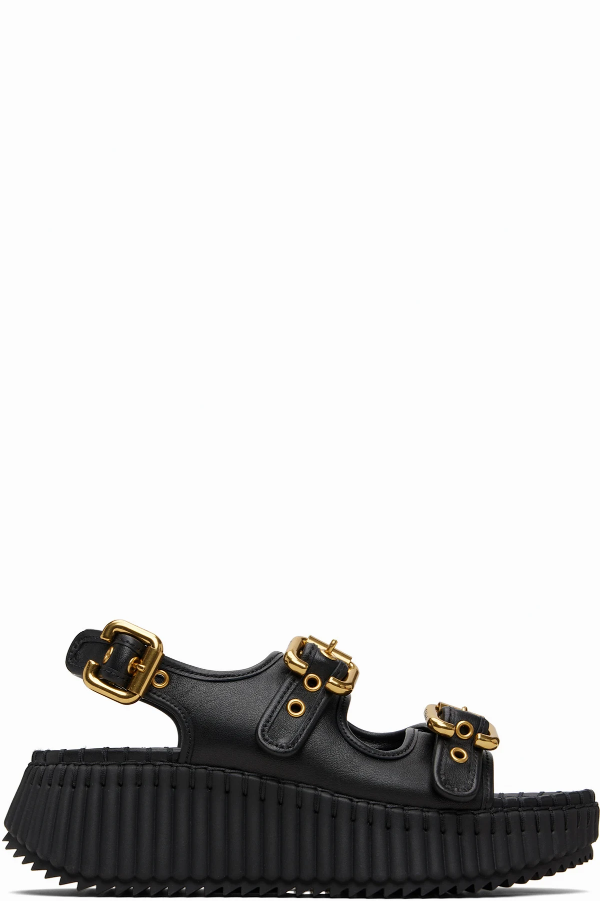 Black Nama Wedge Sandals