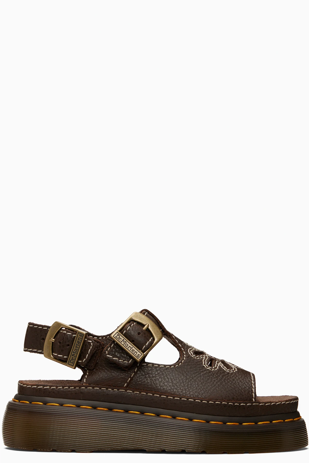 Brown Dunnet Flower Full Grain Leather Sandals