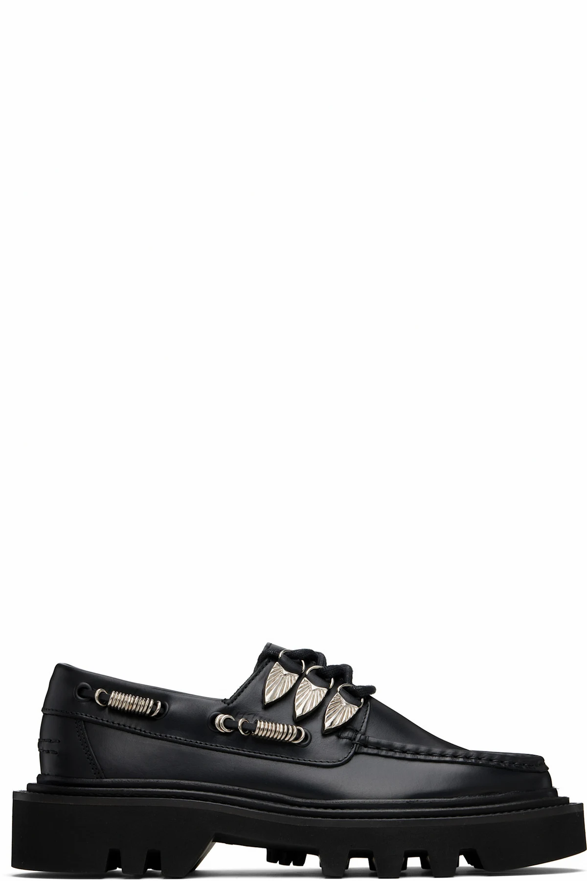 Black Hard Leather Boat Shoes