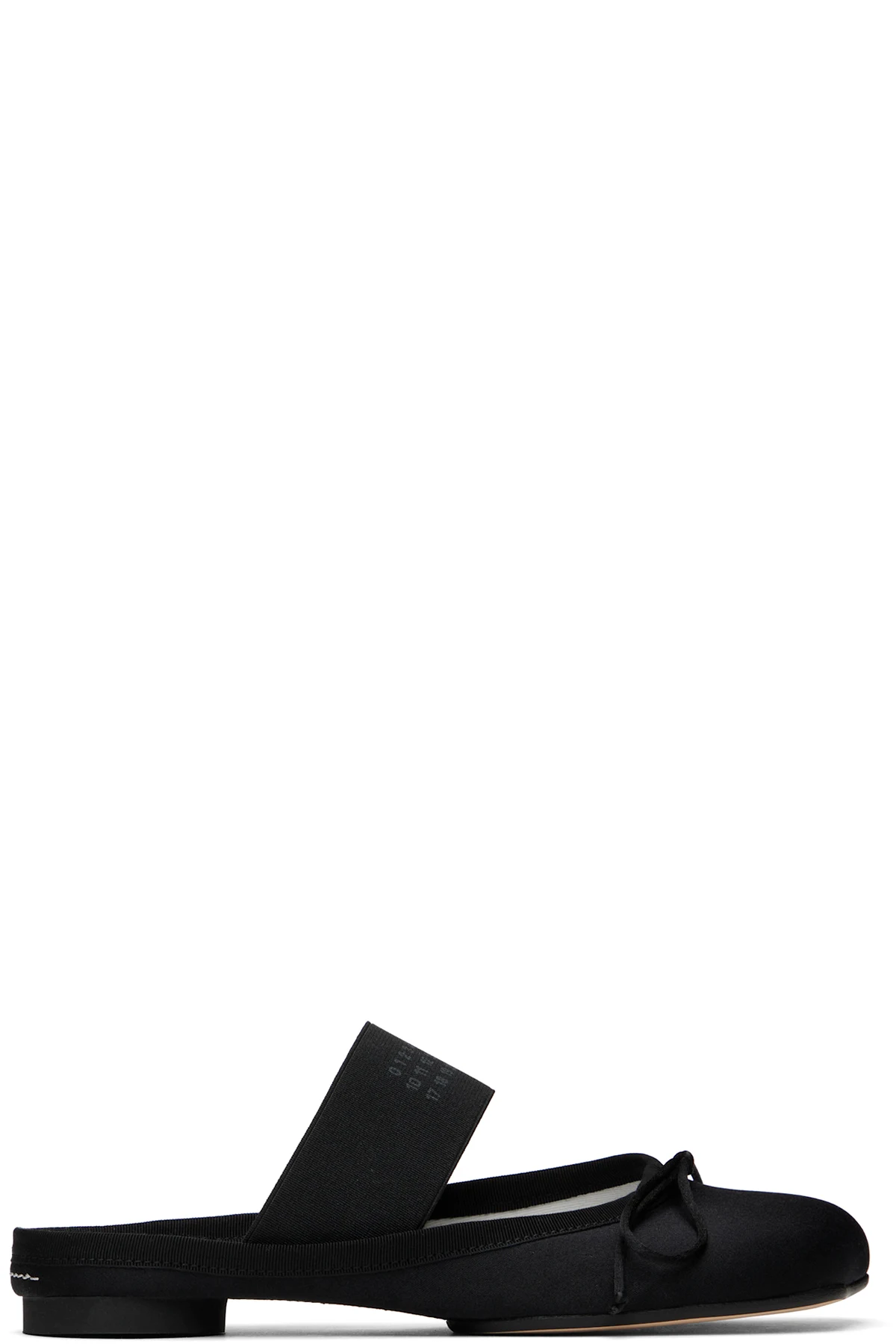 Black Satin Anatomic Logo Ballerina Slippers