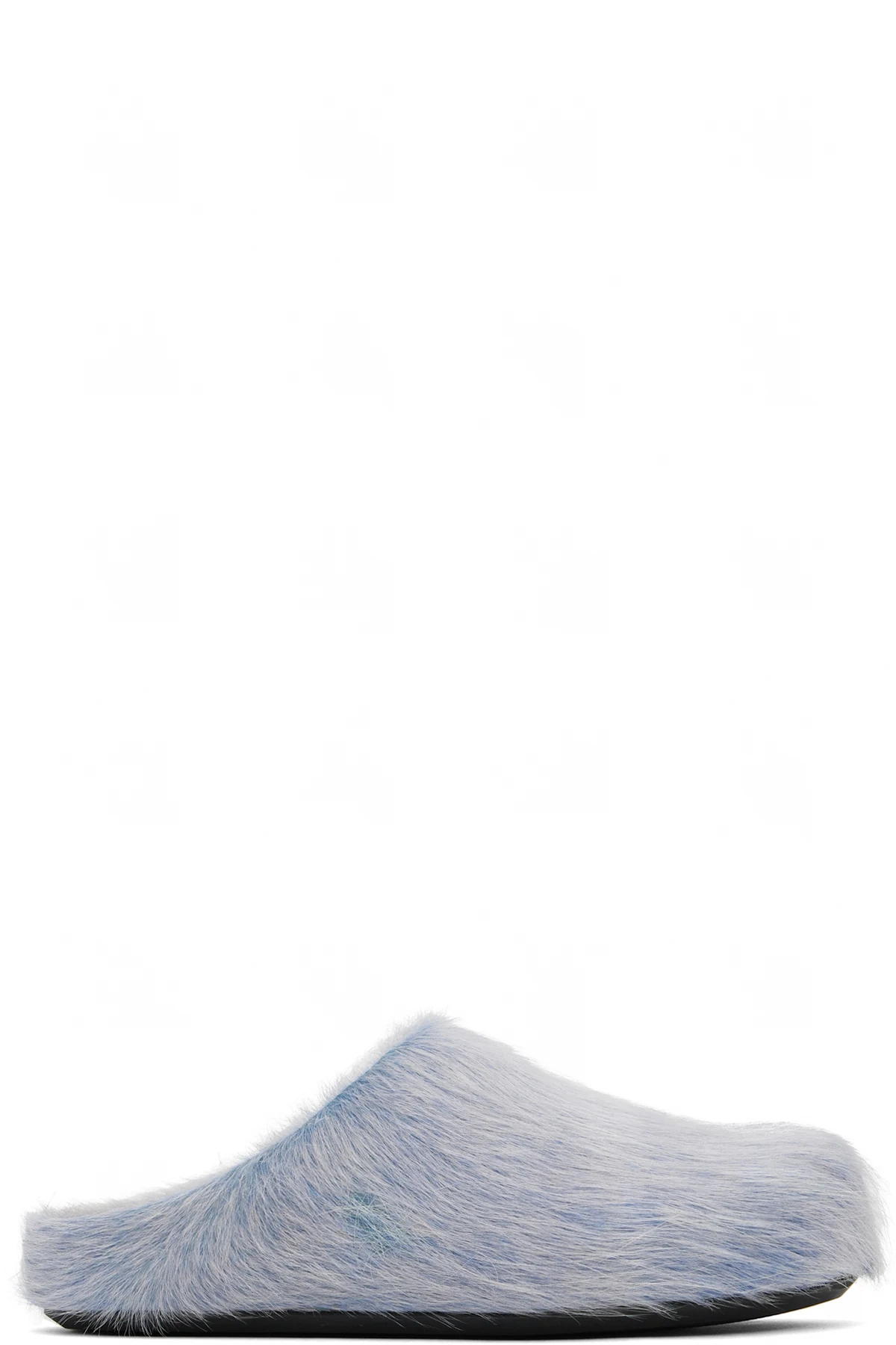 Blue & White Long Hair Calfskin Fussbett Sabot Loafers