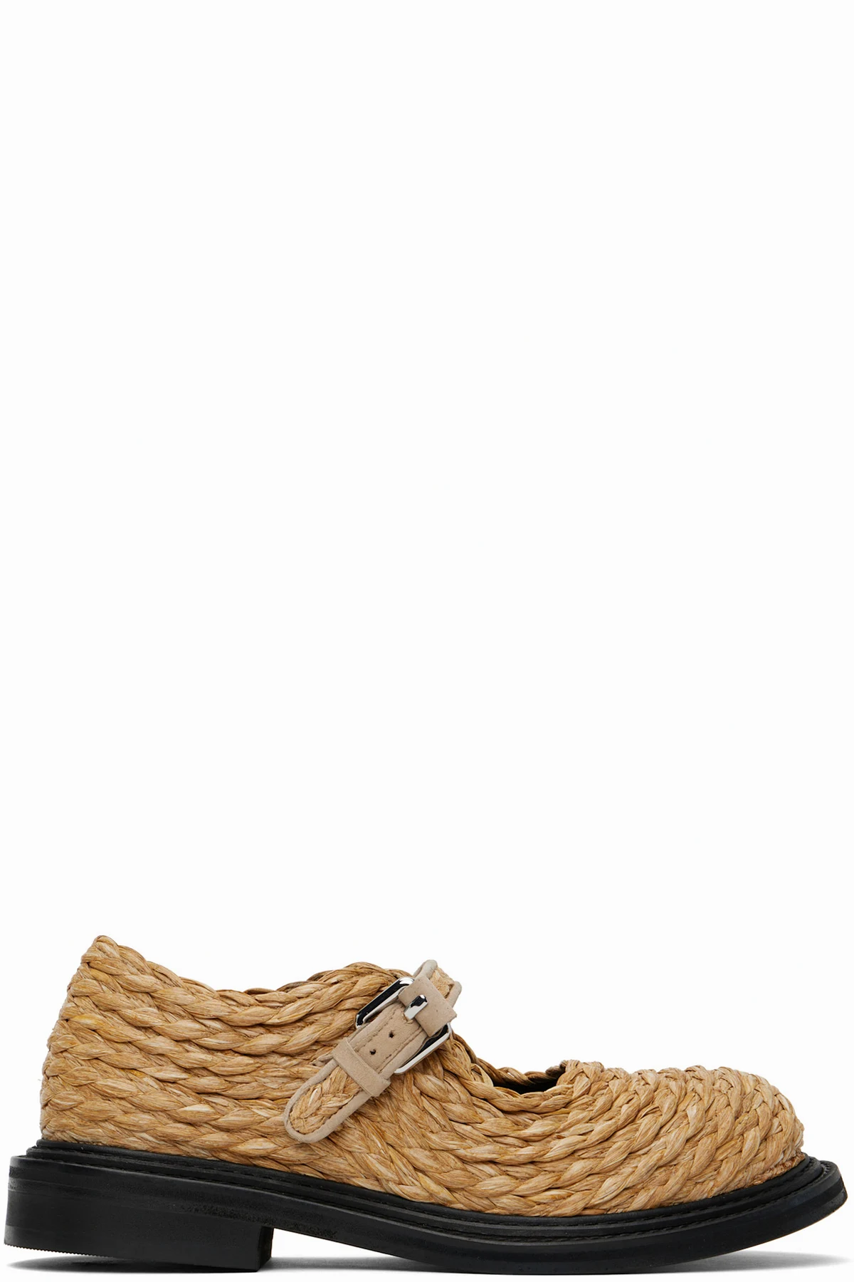Beige Olivia Raffia Mary Jane Loafers