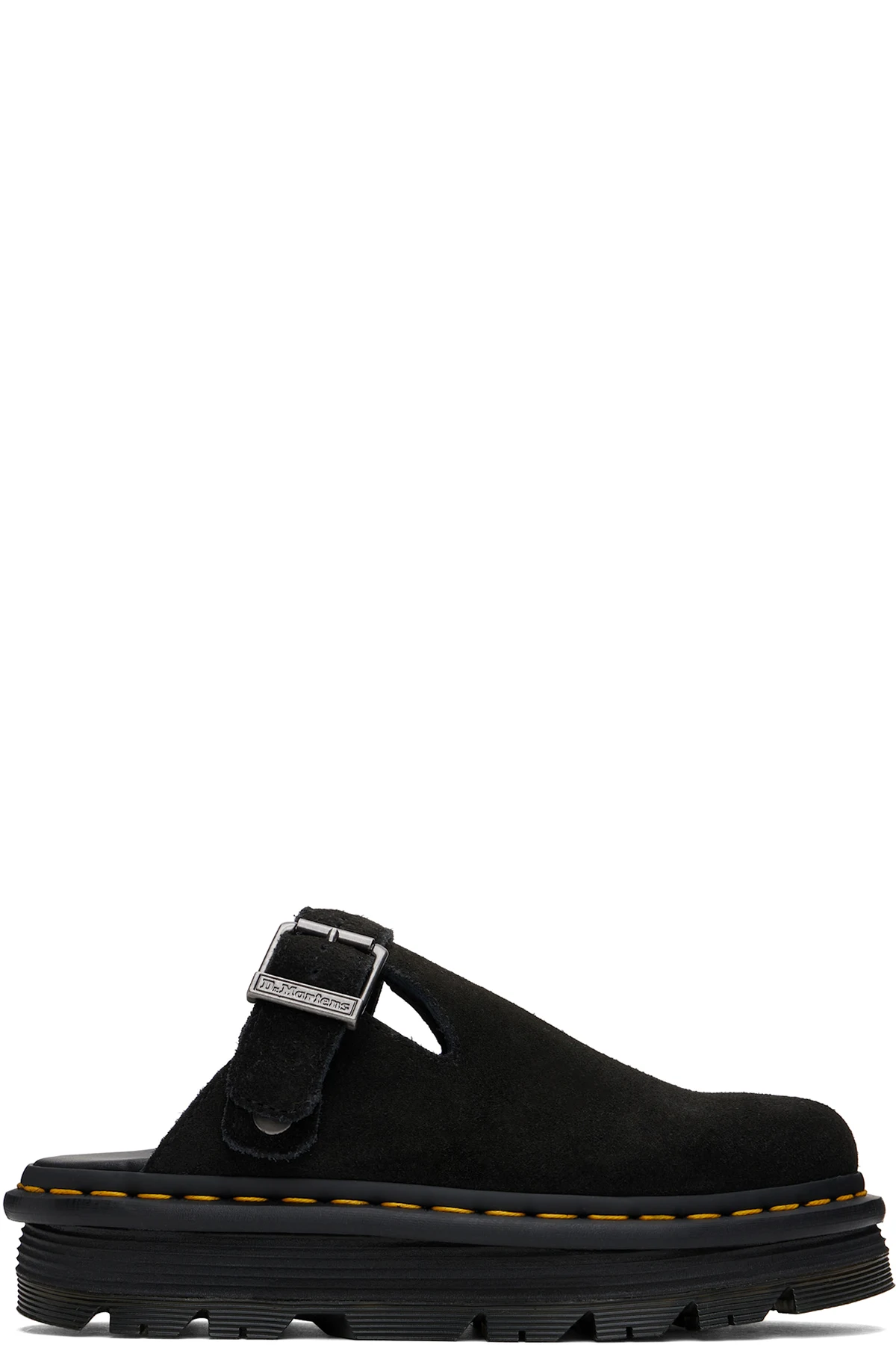 Black Zebzag Suede Slingback Platform Mules