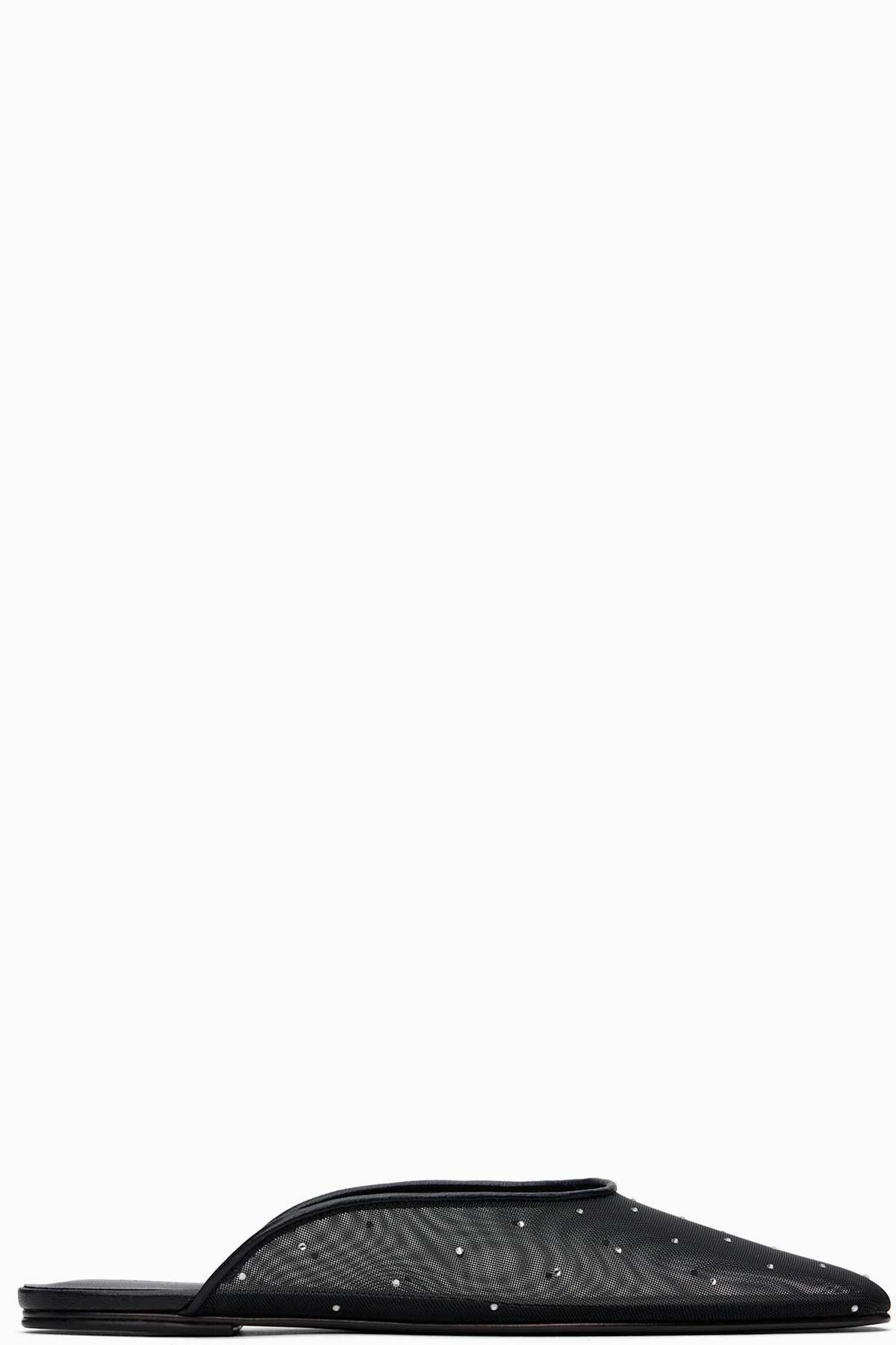 Black Crystal Mesh Flat Mules