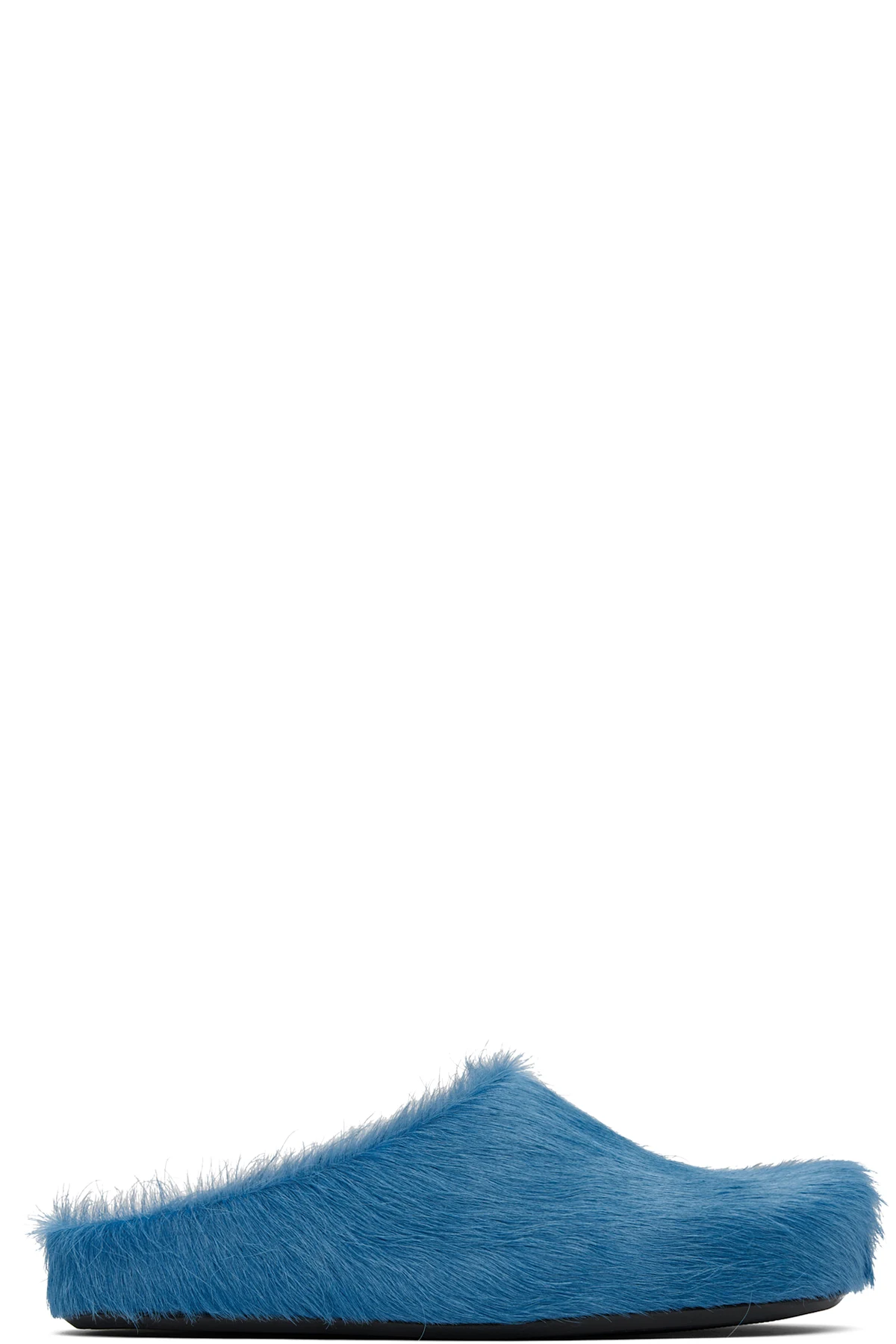 Blue Long Hair Calfskin Fussbett Slip-on Loafers