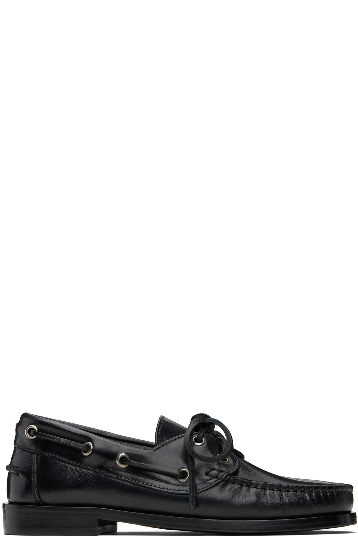 Black Harris Leather Boat Shoes