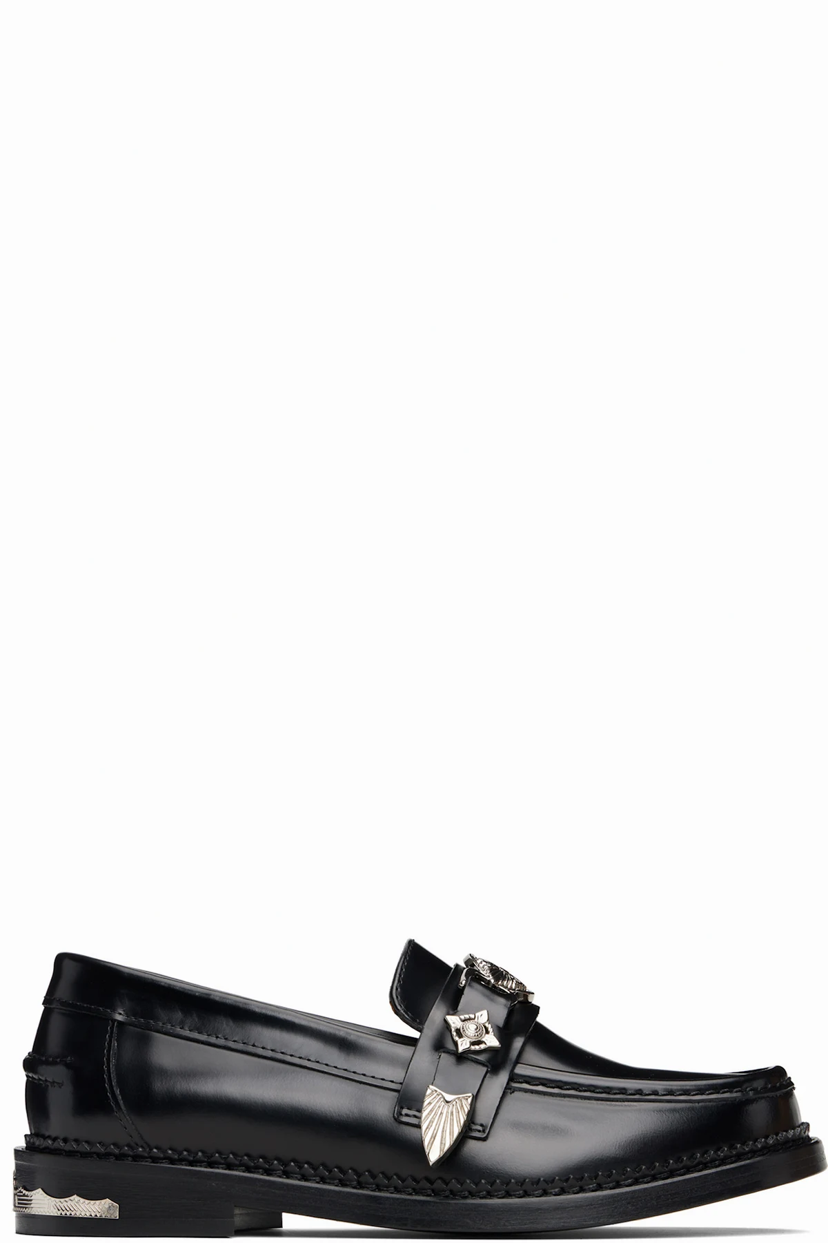 Black Polished Leather Loafers