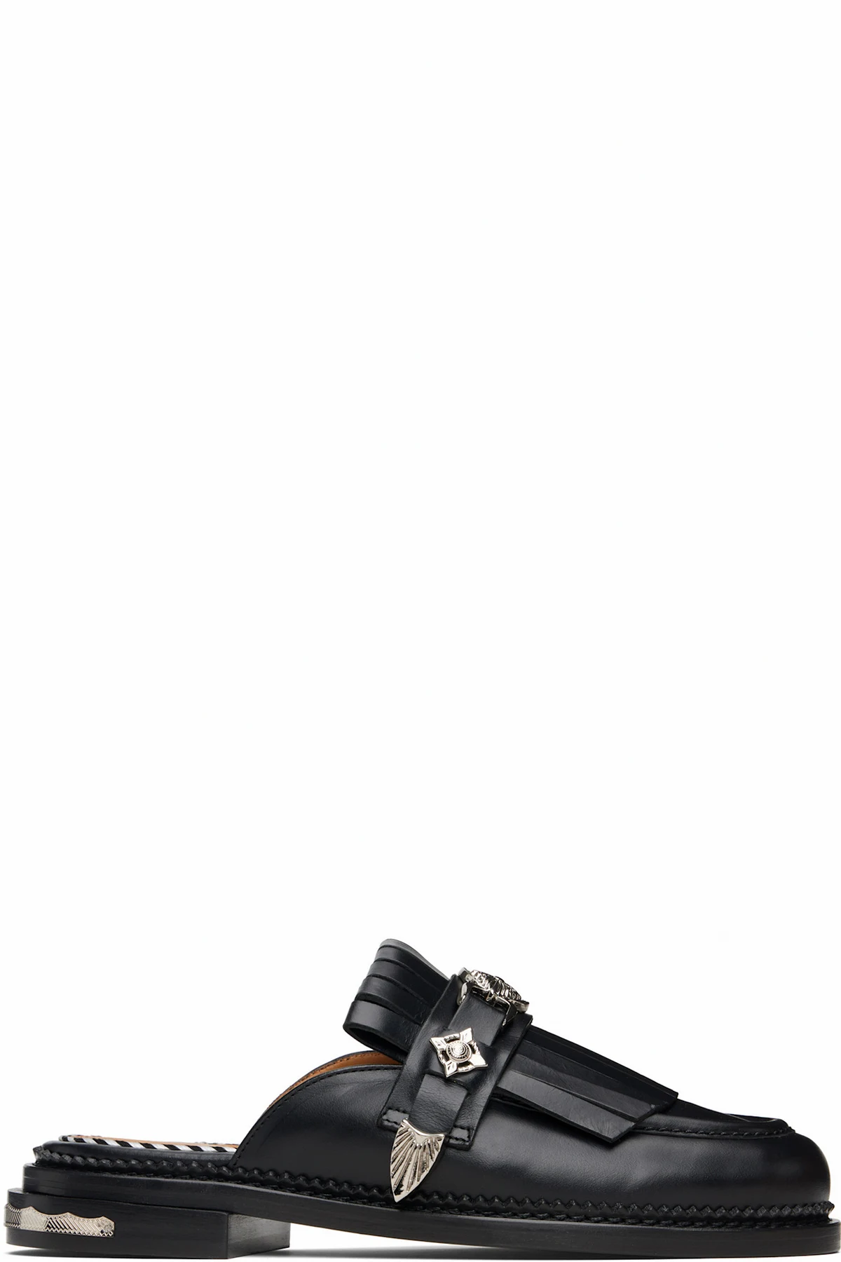 Black Hard Leather Slip-on Loafers