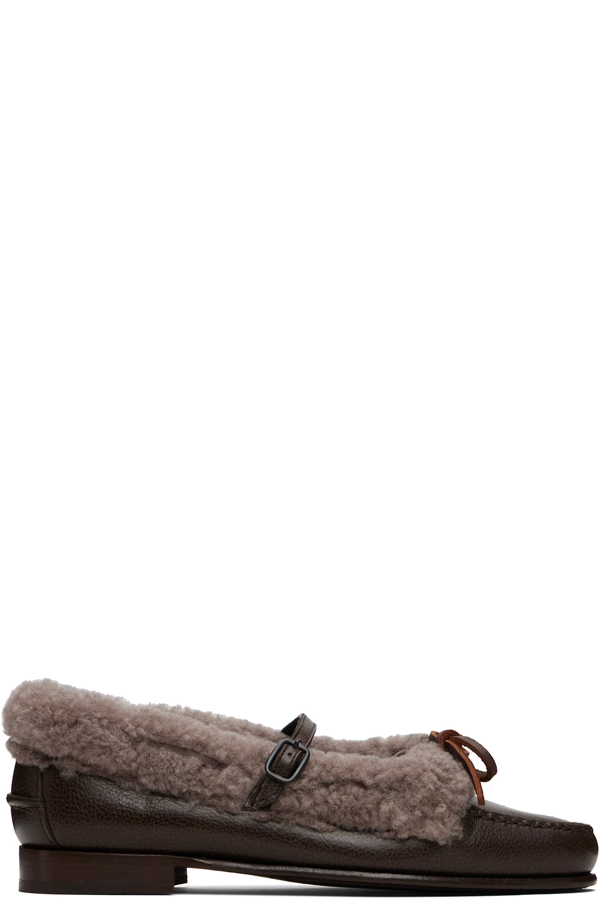Brown Lorea Curly Shearling Loafers