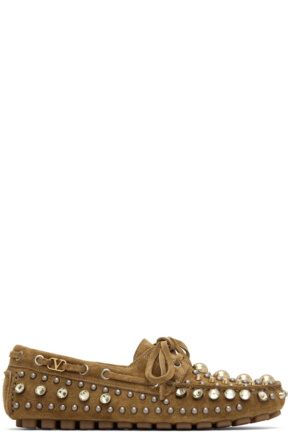 Brown Mixed Studs Boat Shoes