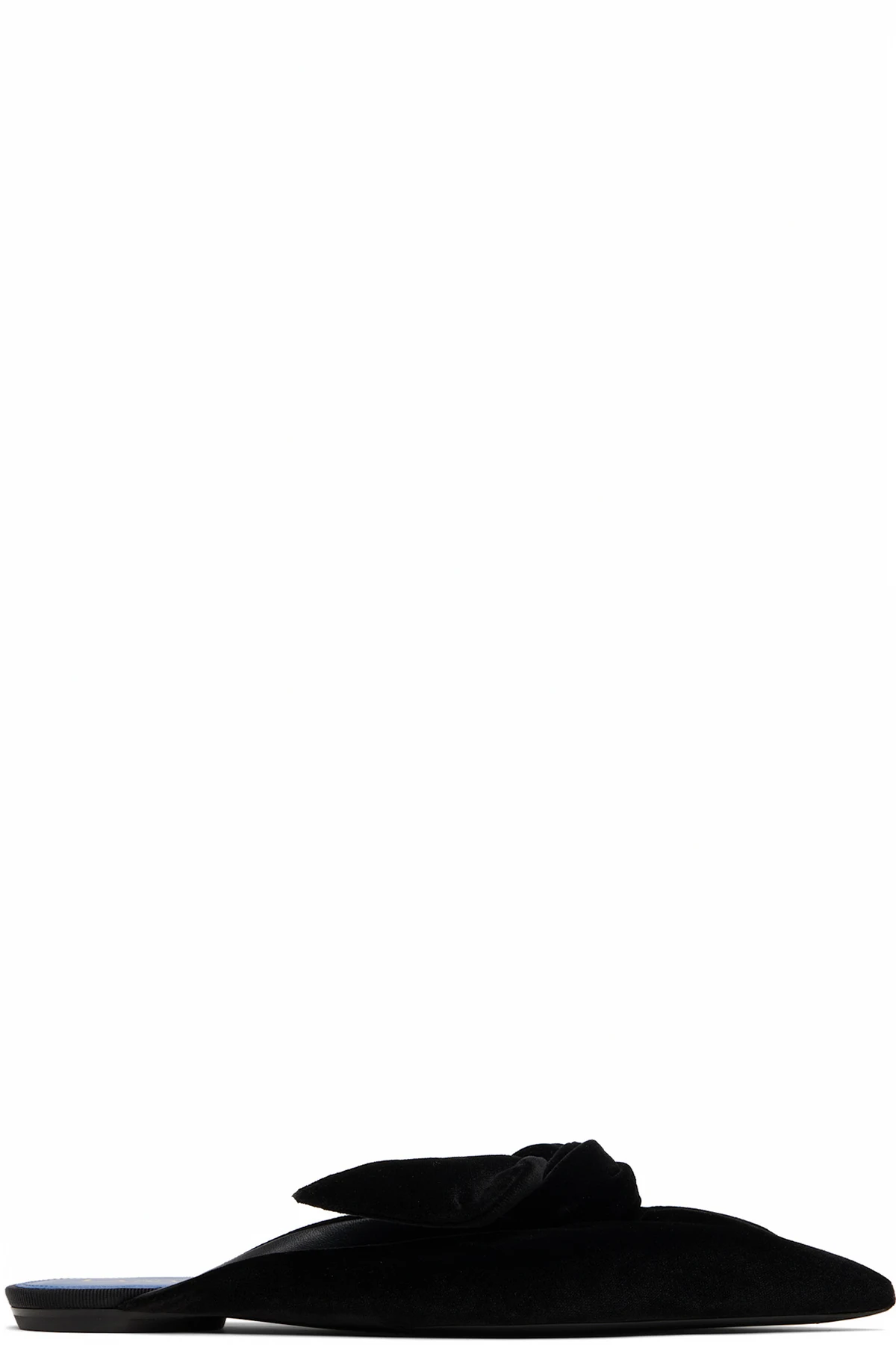 Black Midnight Step Velvet Bow Mule Flats