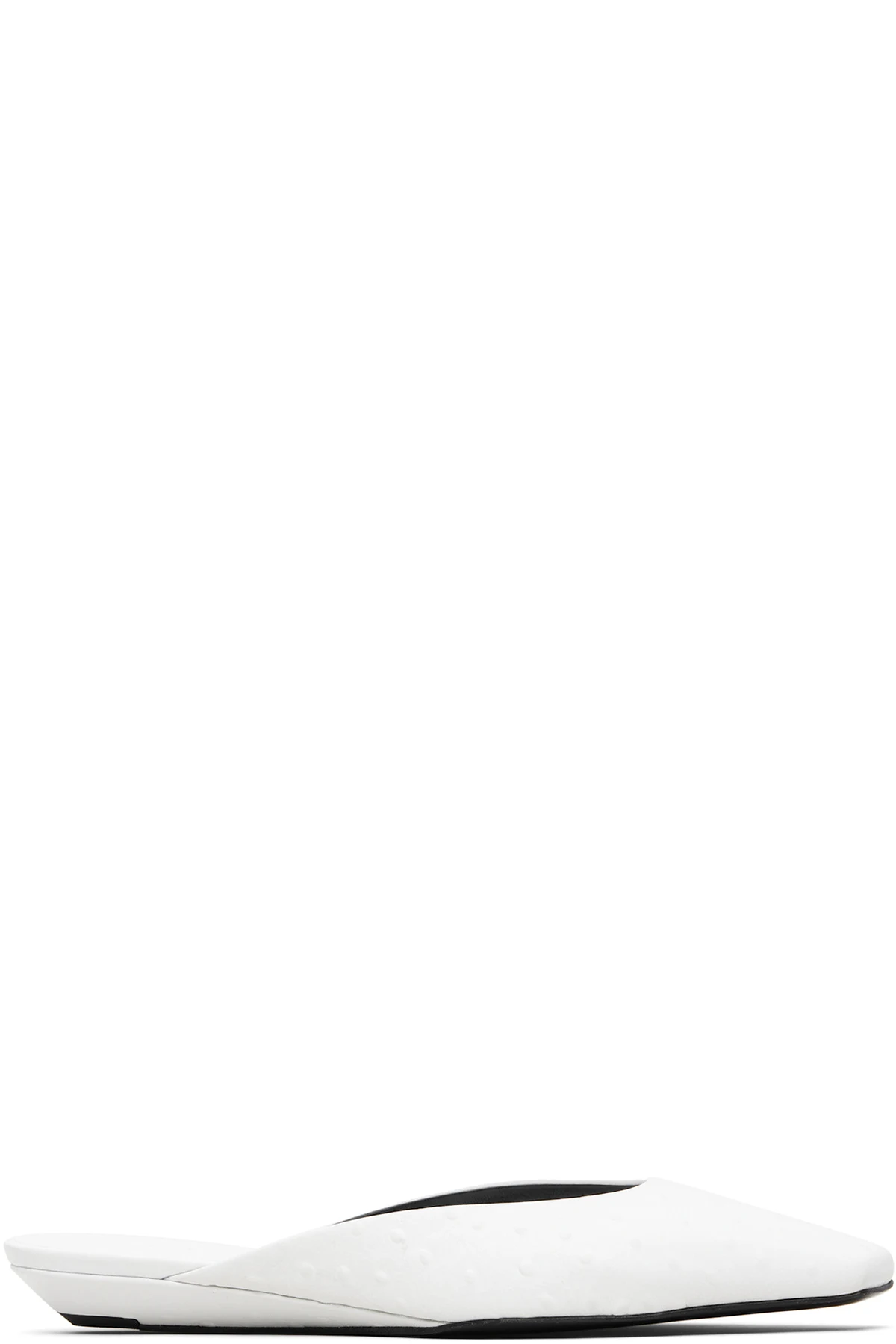 White Alix Ostrich-Effect Leather Mule Flats