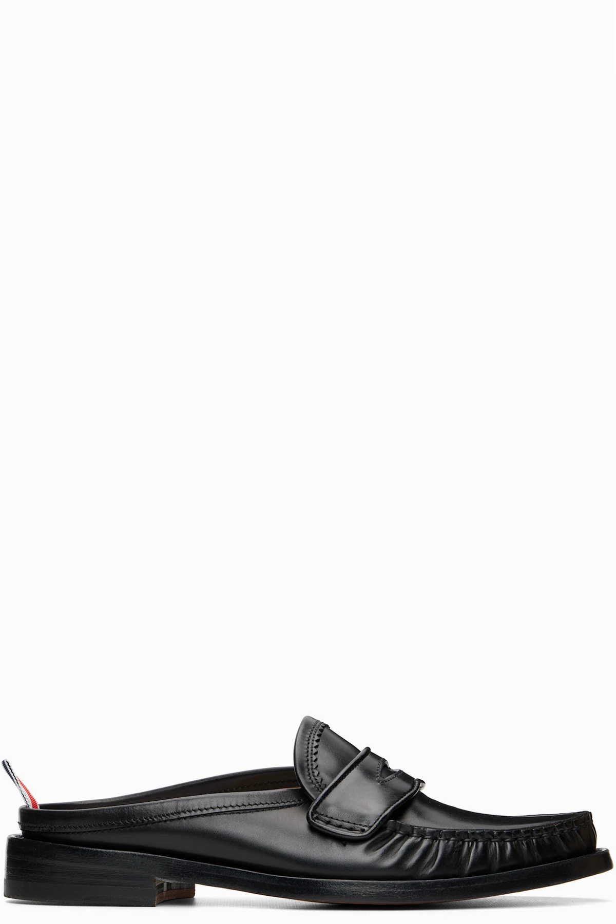 Black Calf Flexible Leather Mule Penny Loafers