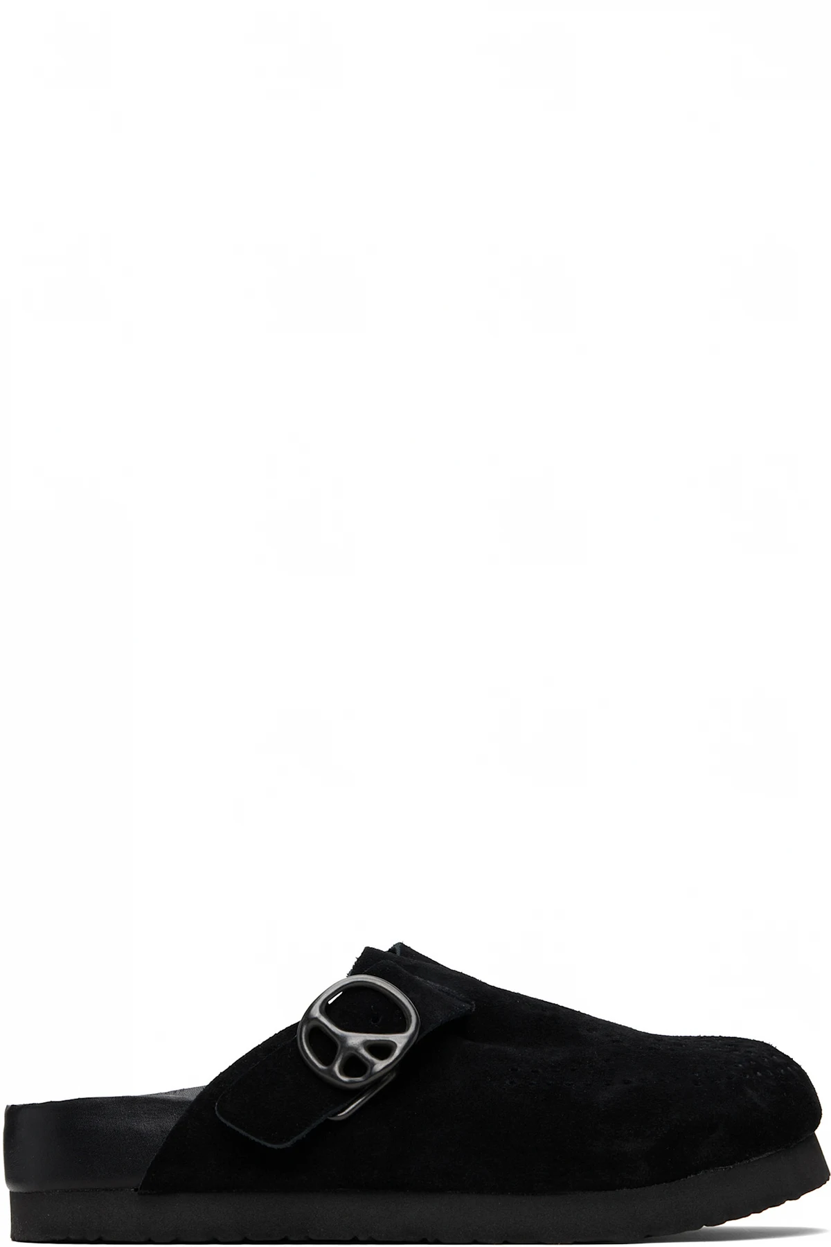 Black Suede Clog Slip-on Loafers