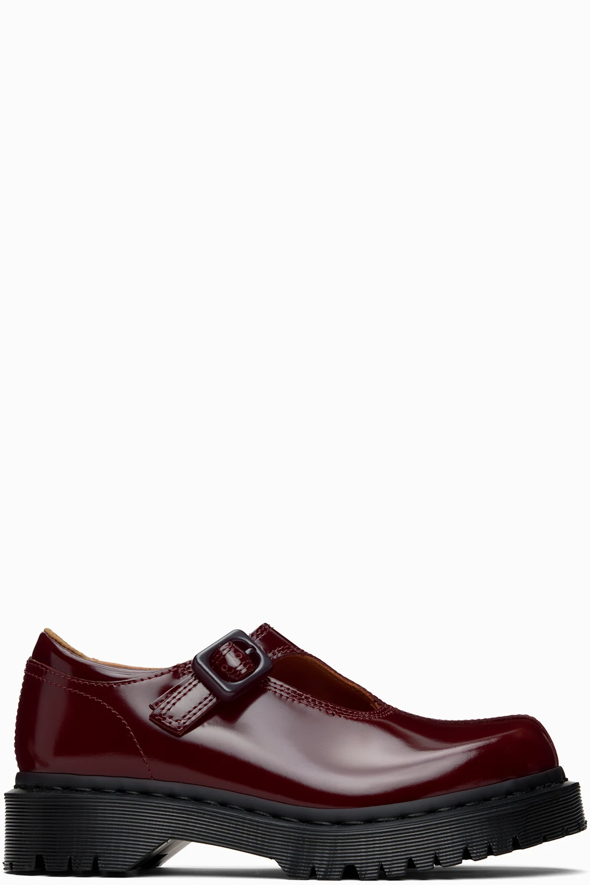 Burgundy Rejena Mary Jane Laquered Leather Loafers