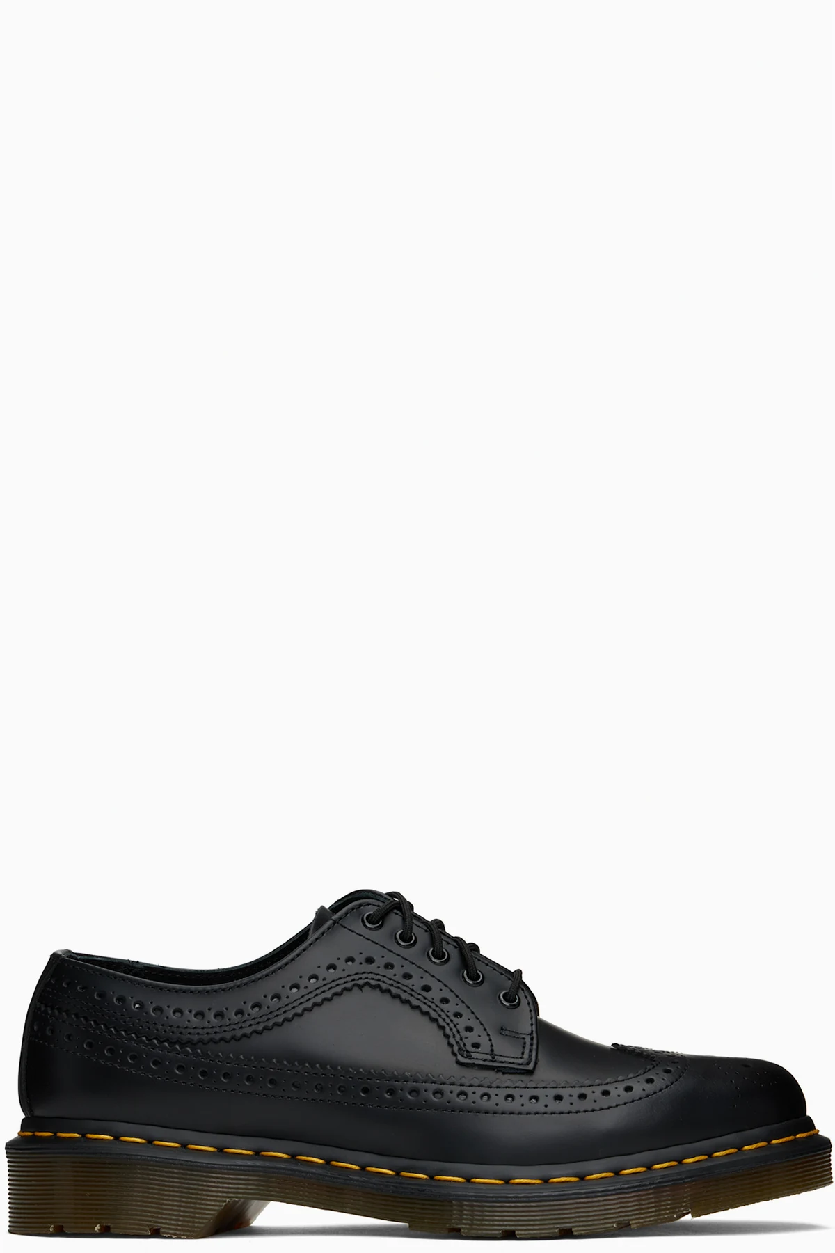 Black 3989 Yellow Stitch Smooth Leather Brogues
