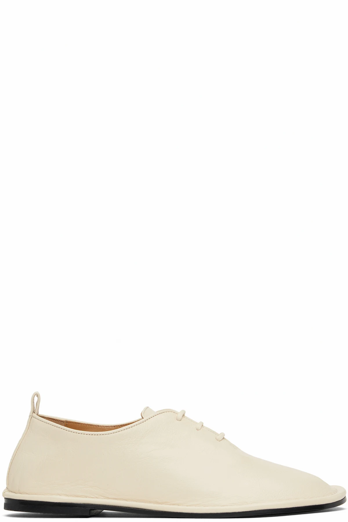 Beige Leather One Cut Oxfords