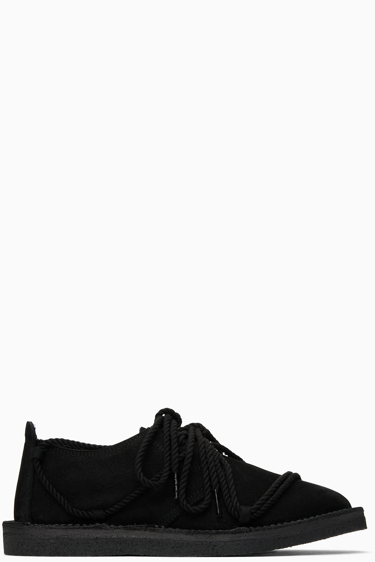 Black Nubuck Leather Random Rope Loafers