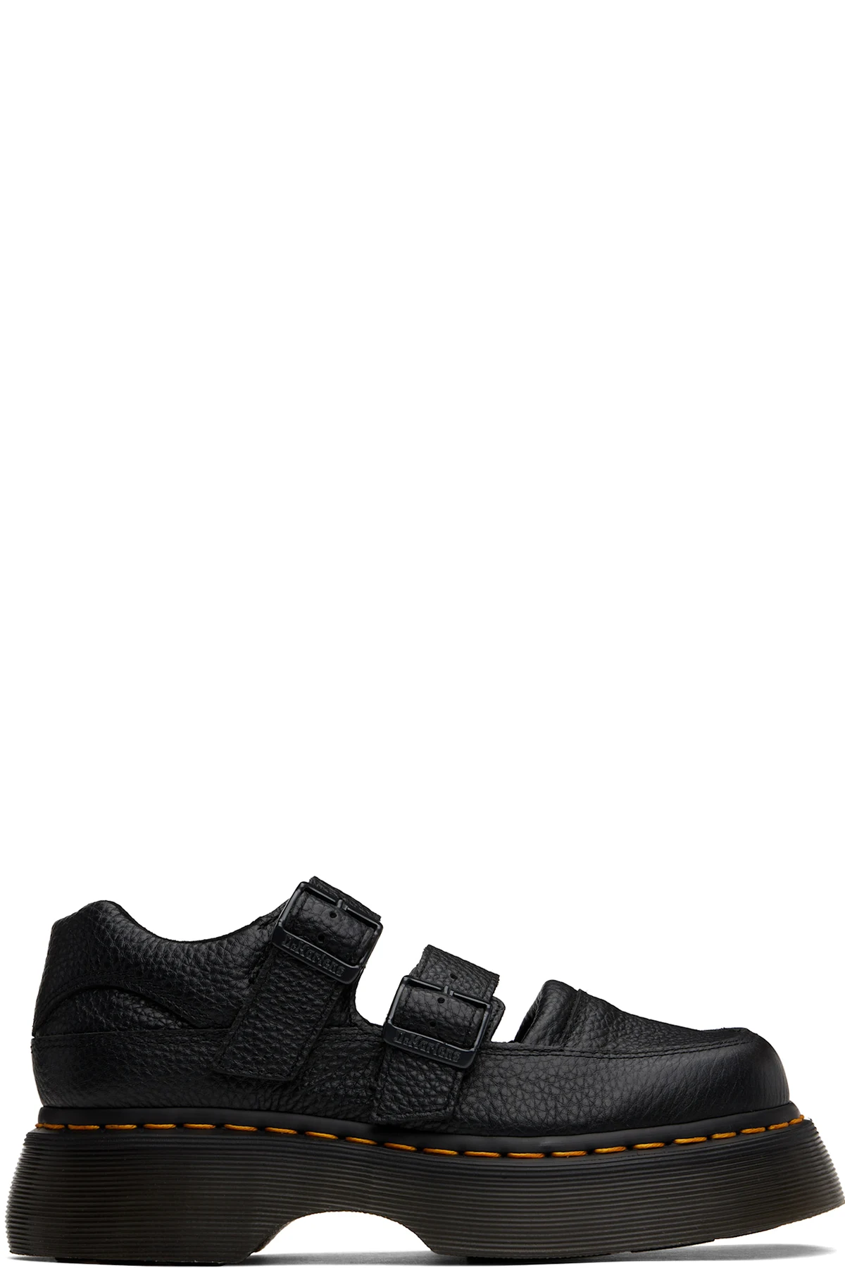 Black Buzz Milled Nappa Leather Mary Jane Loafers