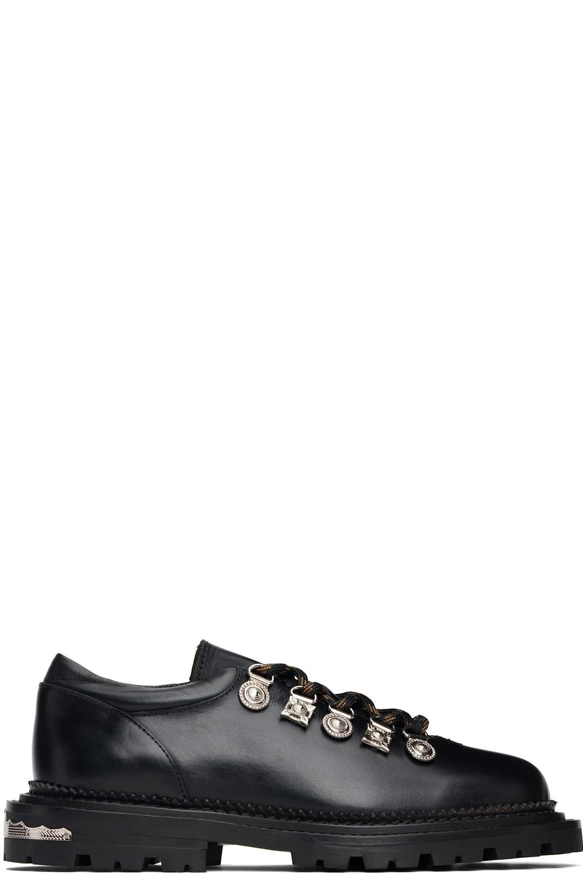 Black Hard Leather Oxfords