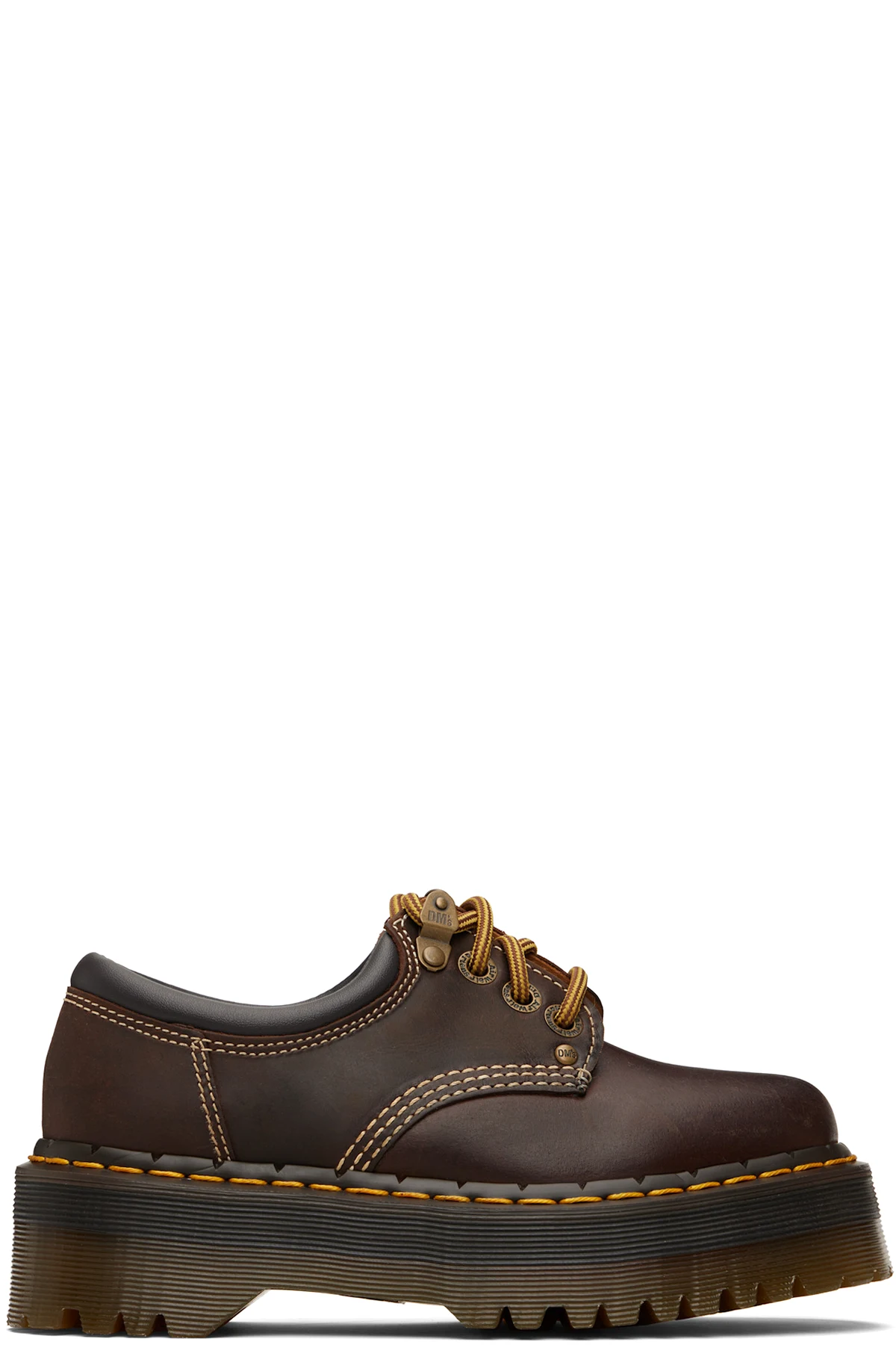 Brown 8053 Arc Leather Platform Casual Derbys