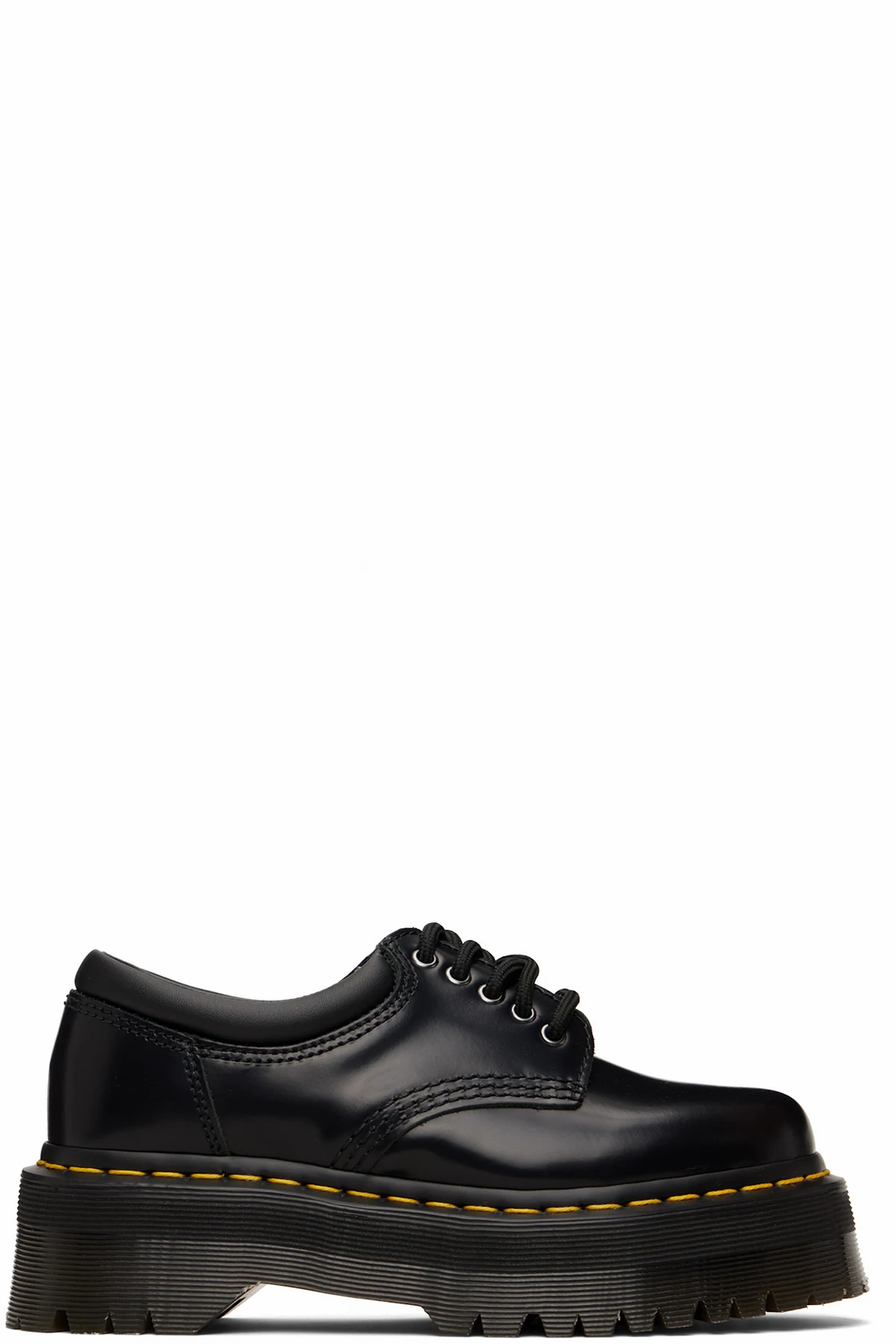 Black 8053 Leather Platform Casual Derbys