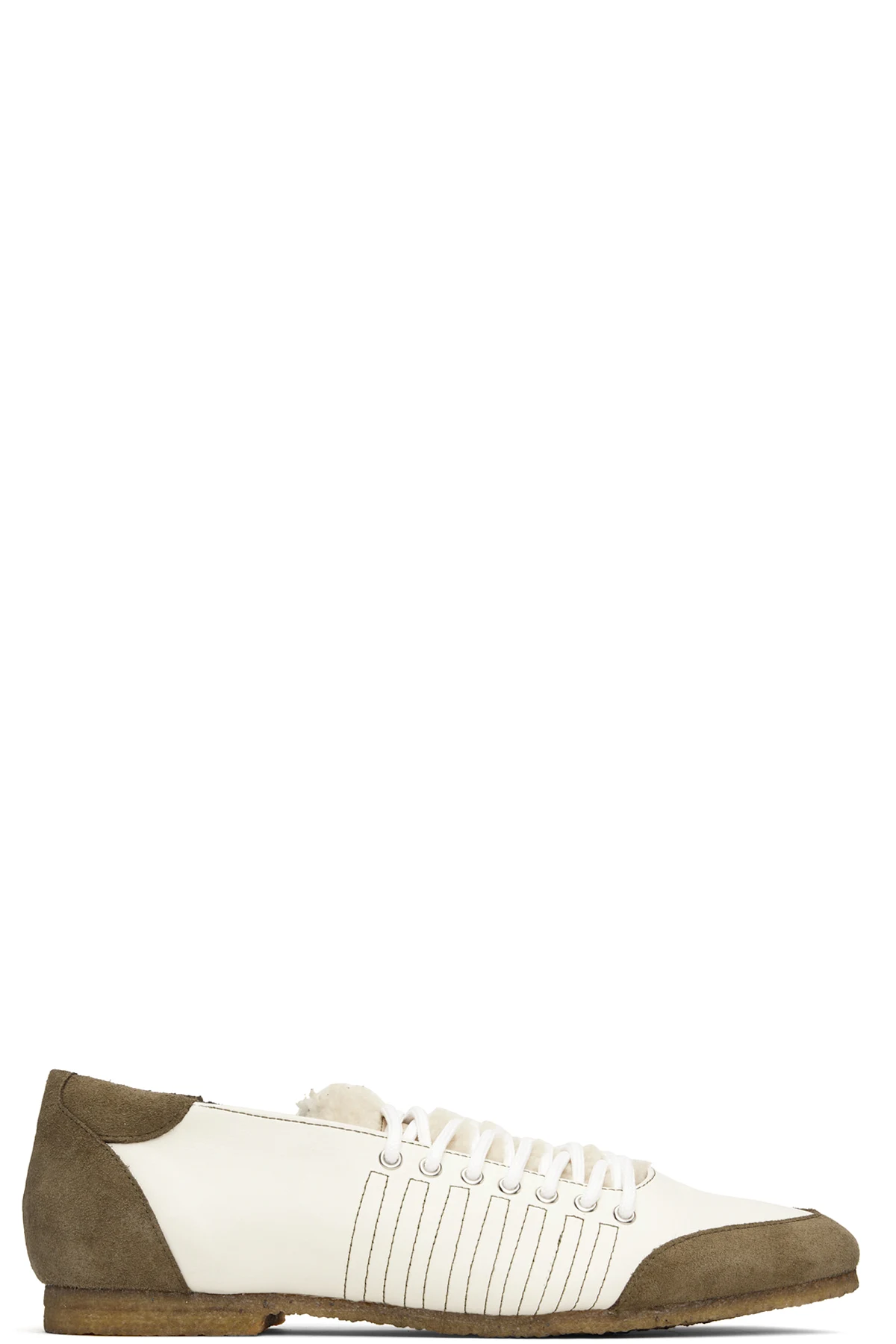 White & Brown Lace Trainer Sneakers