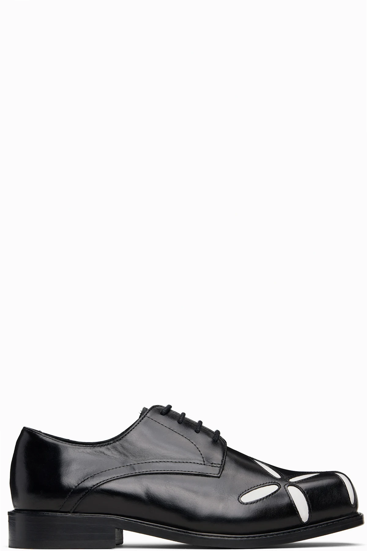 Black & White Slashed Square Toe Derbys