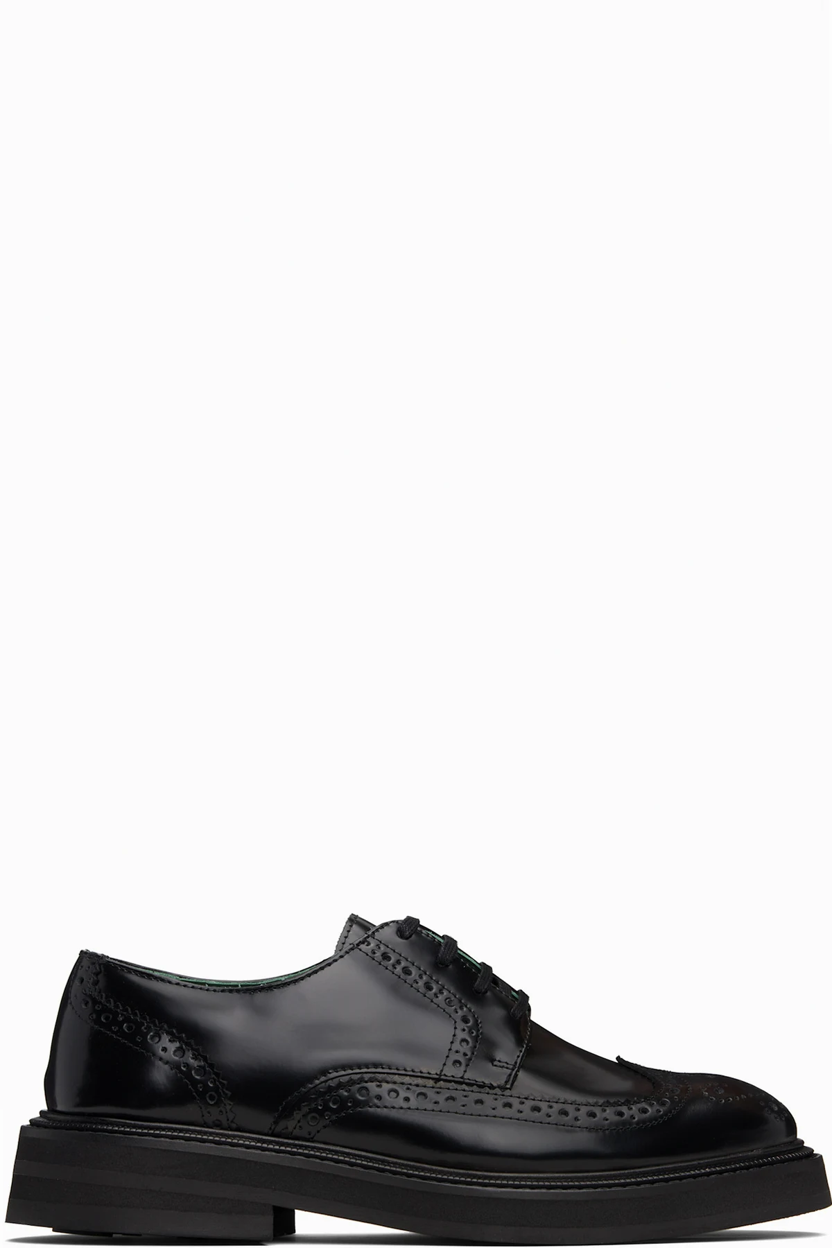 Black Leather Brogue Officer Derbys