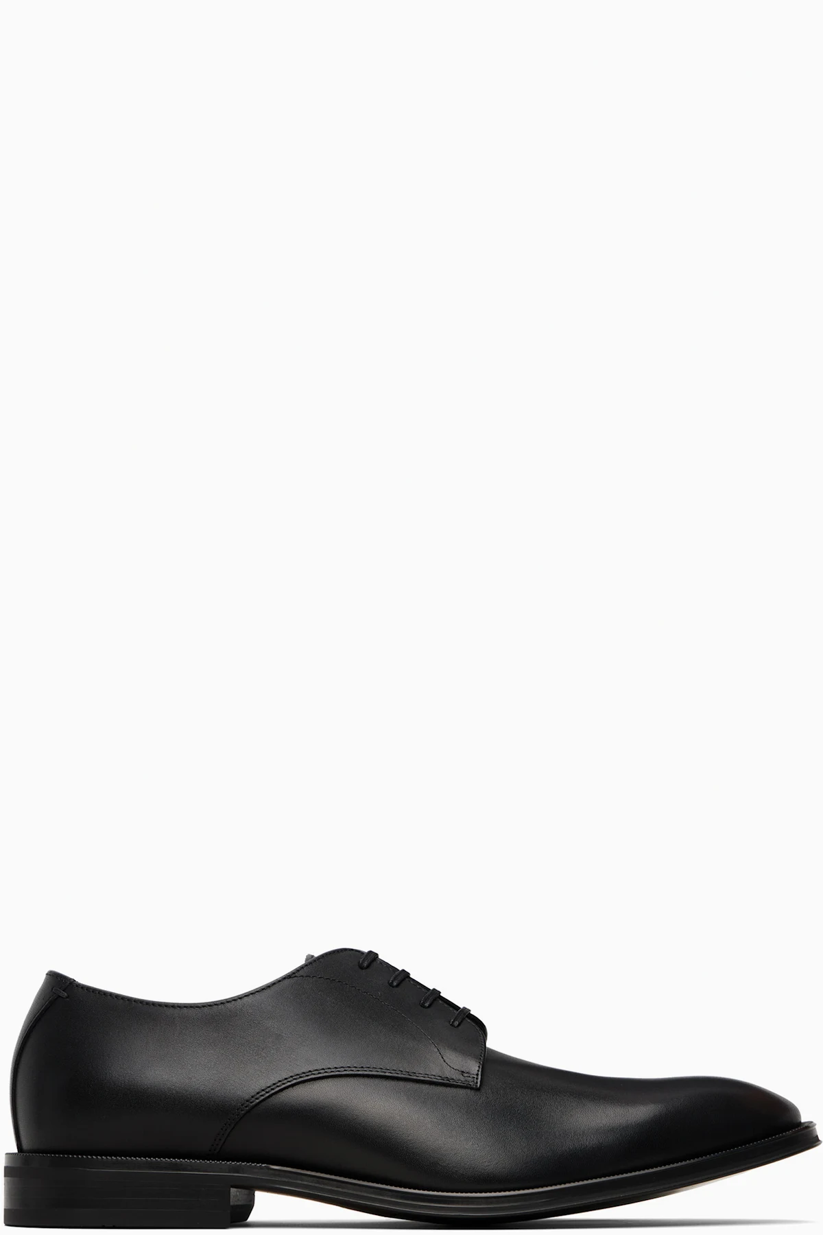 Black Leather Stitching-Detail Derbys