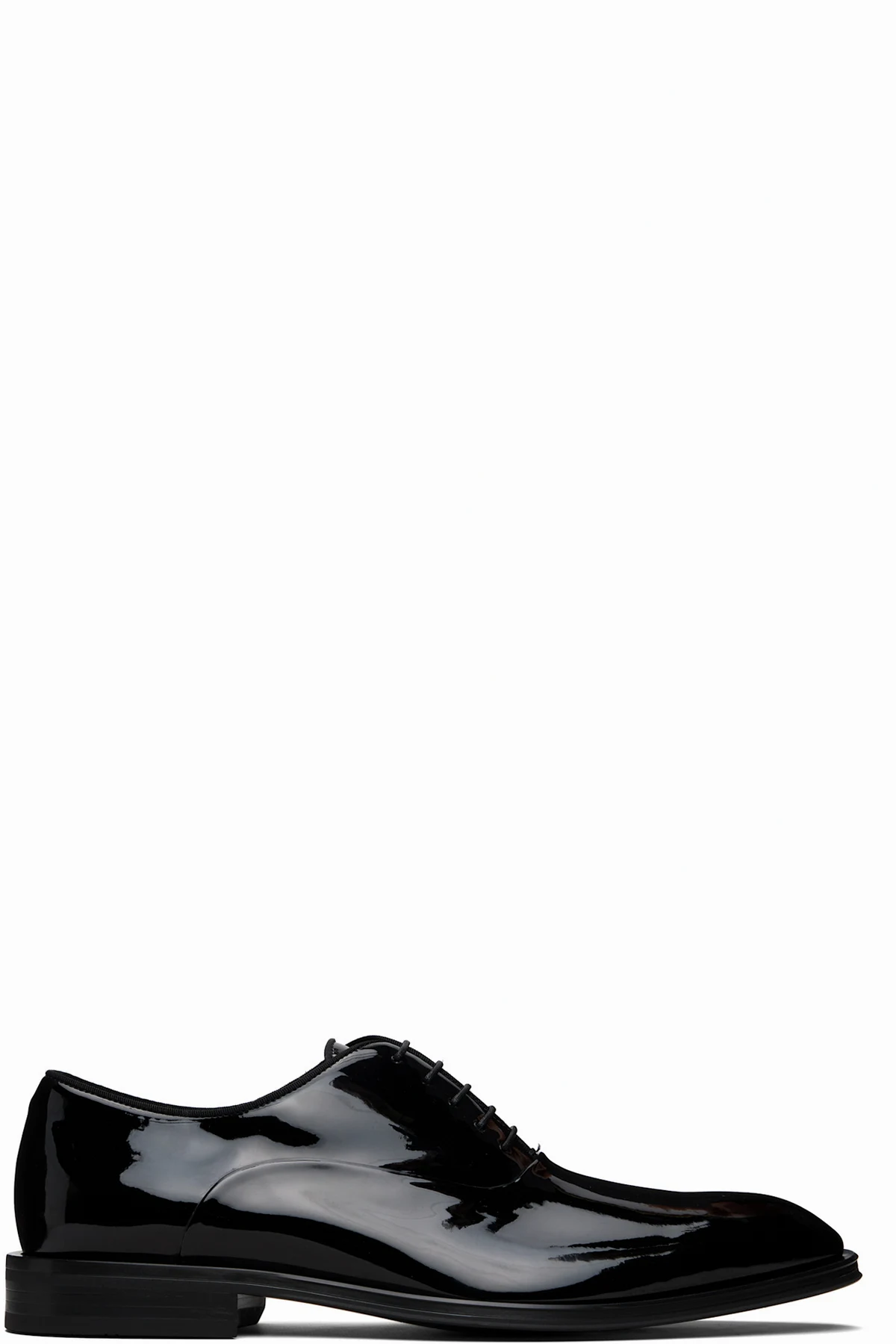 Black Oxford Patent Faux-Leather Derbys