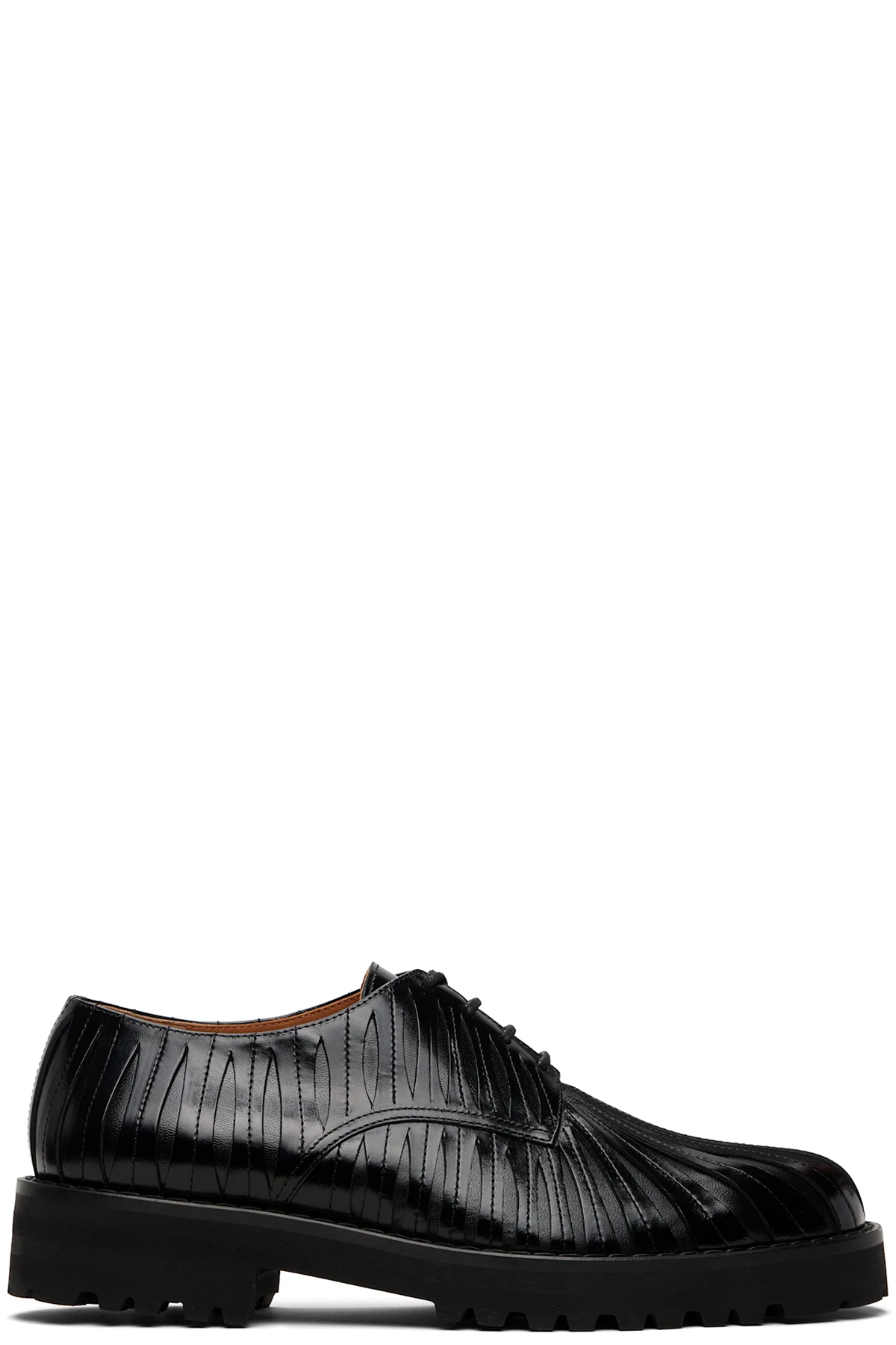 Black Leather Strip Derbys