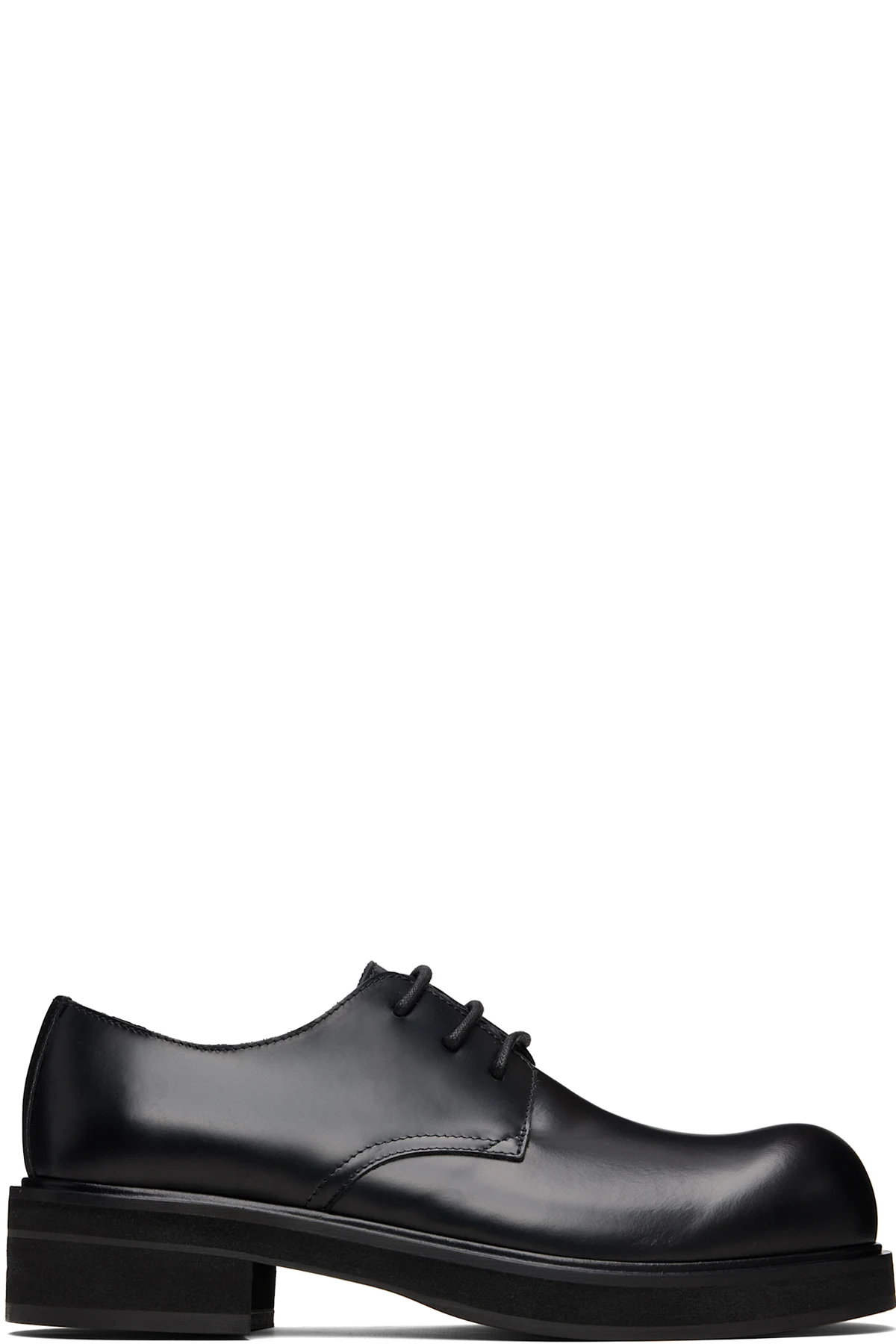 Black Leather Lace-Up Derbys