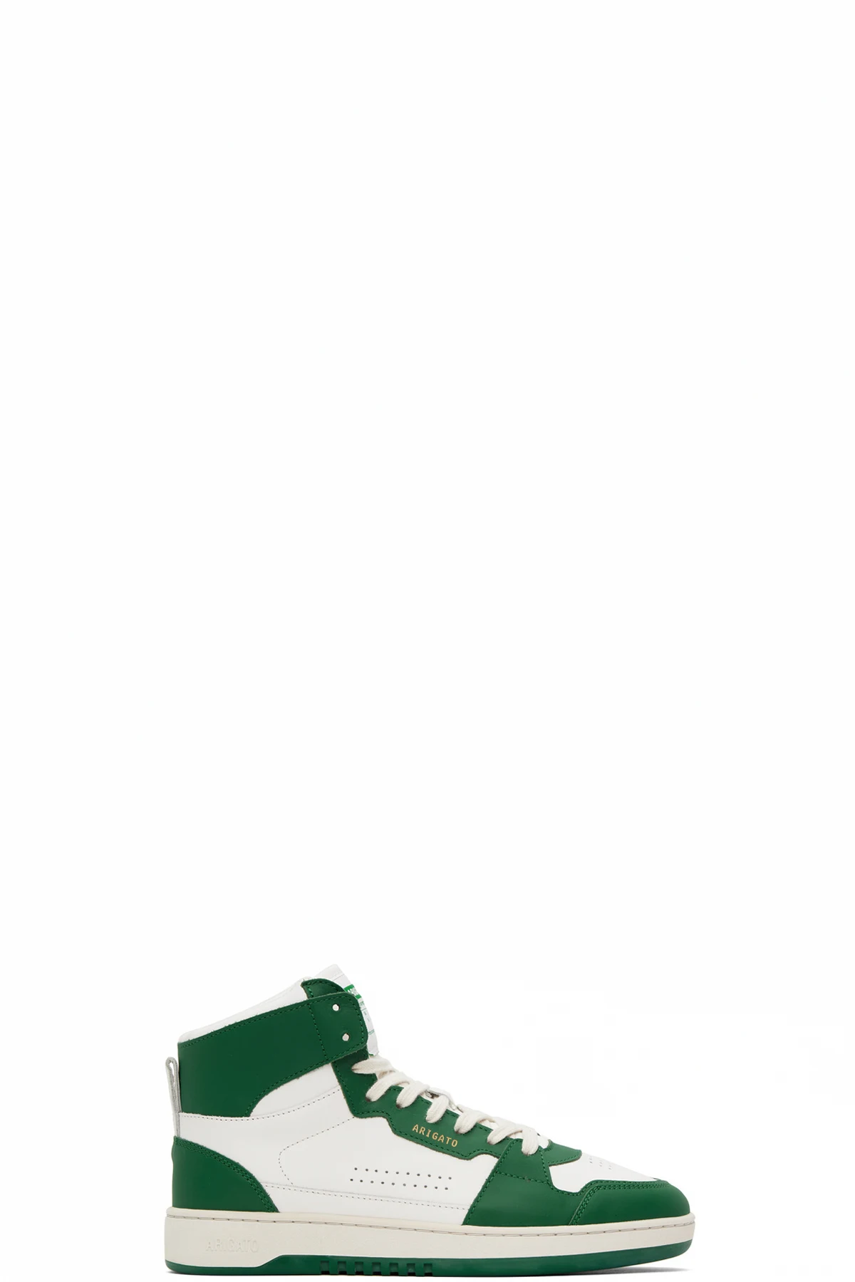 White & Green Dice Hi Sneakers