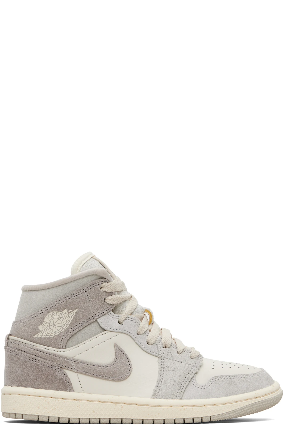 Gray & Off-White Air Jordan 1 Mid SE Sneakers