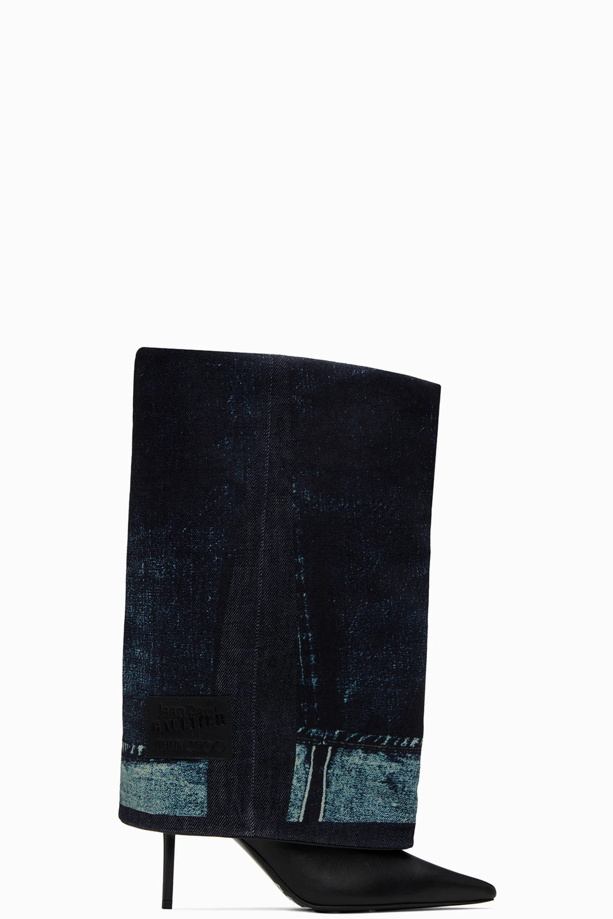 Jimmy Choo / Jean Paul Gaultier Black & Blue Cuff Over-The-Knee Boots