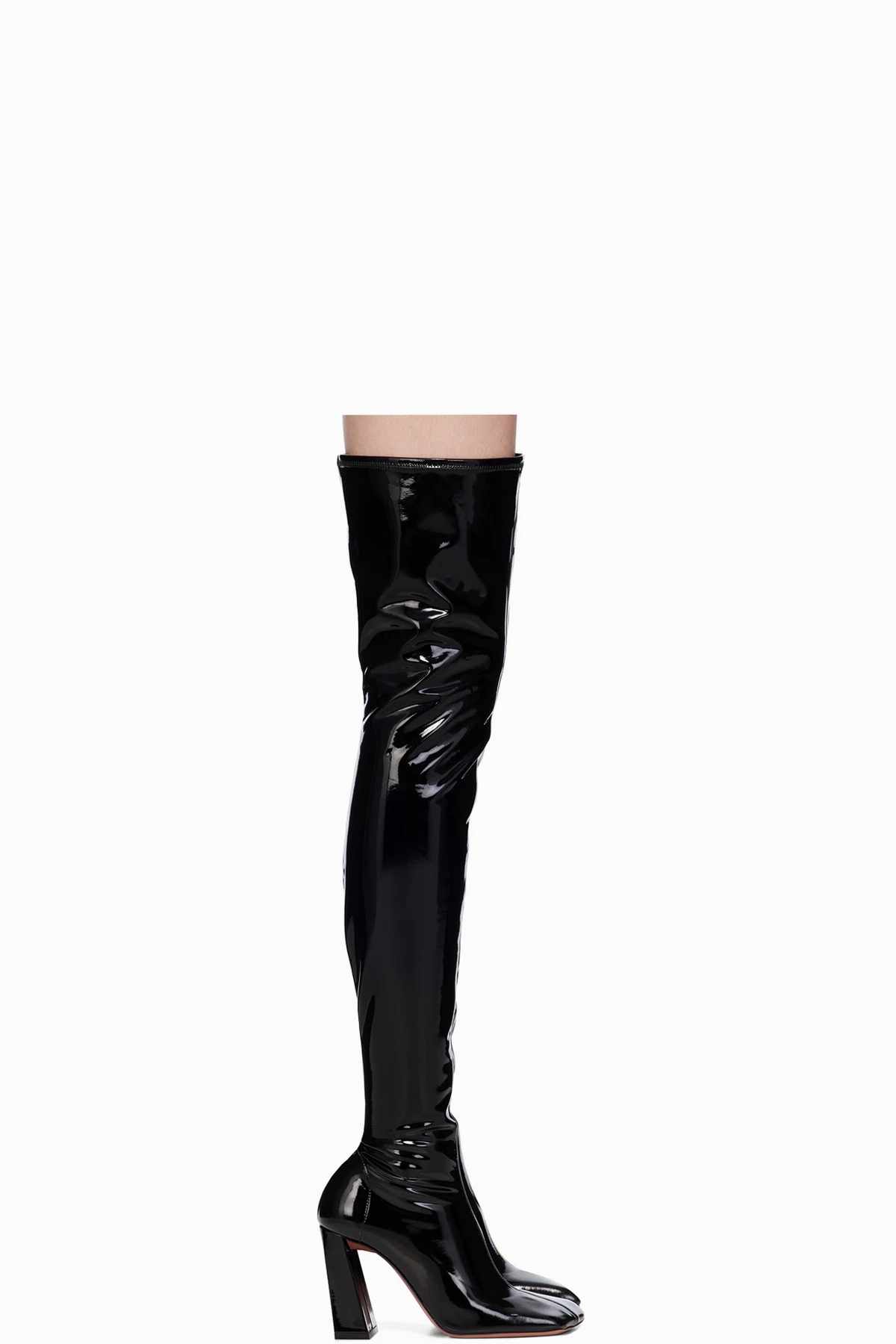 Black Marine Stretch Thigh High Boots