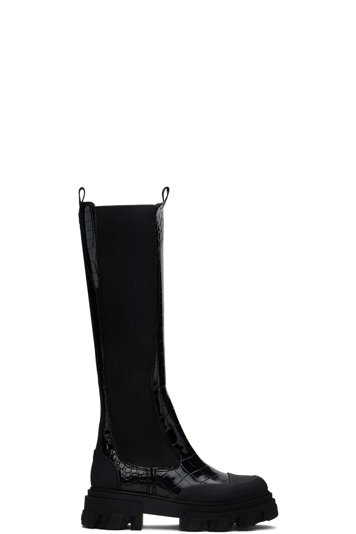 Black Cleated High Chelsea Tall Boots